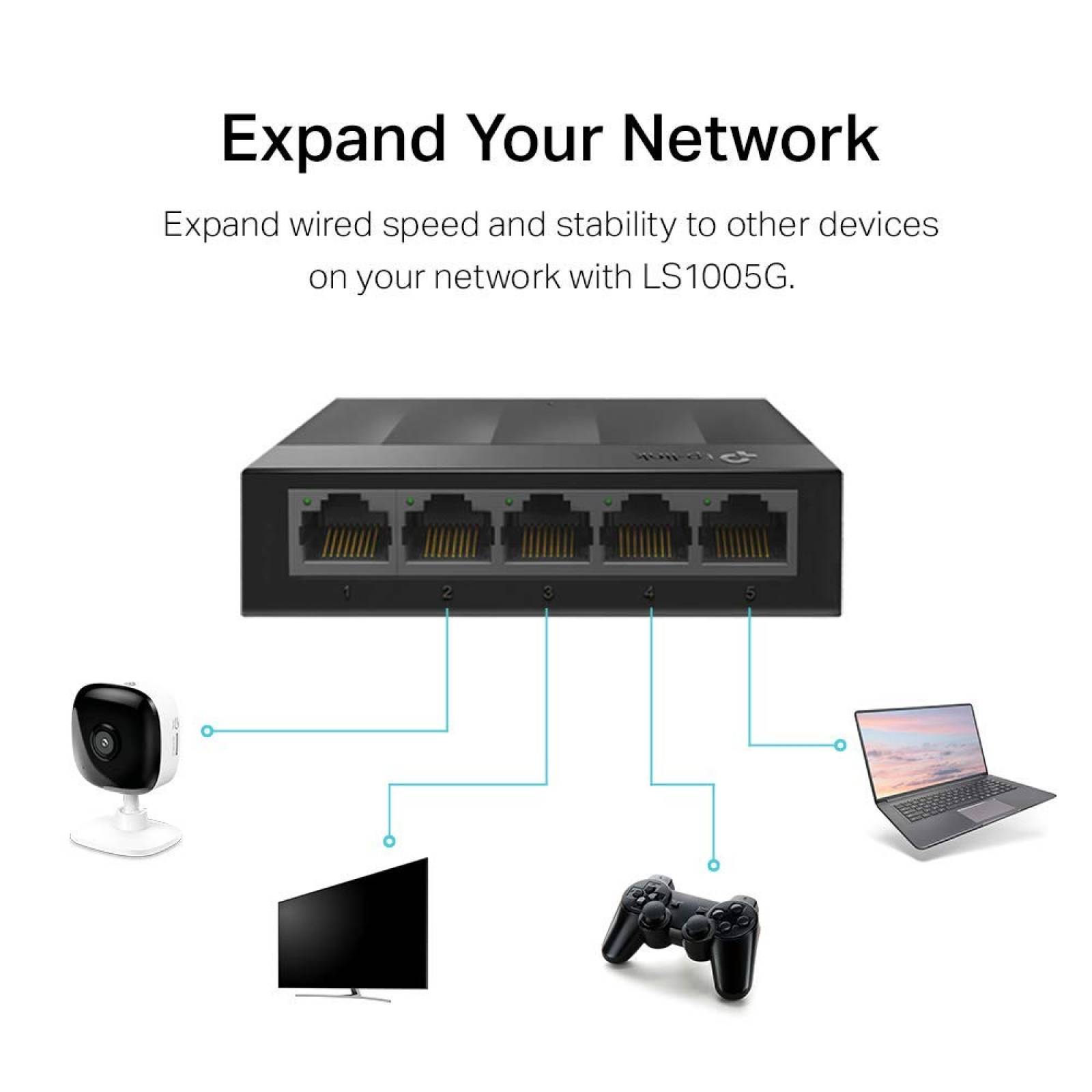 Switch Gigabit TP-LINK LS1005G, 5 puertos RJ45, 10, 100, 1000Mbps, CE, FCC, RoHS