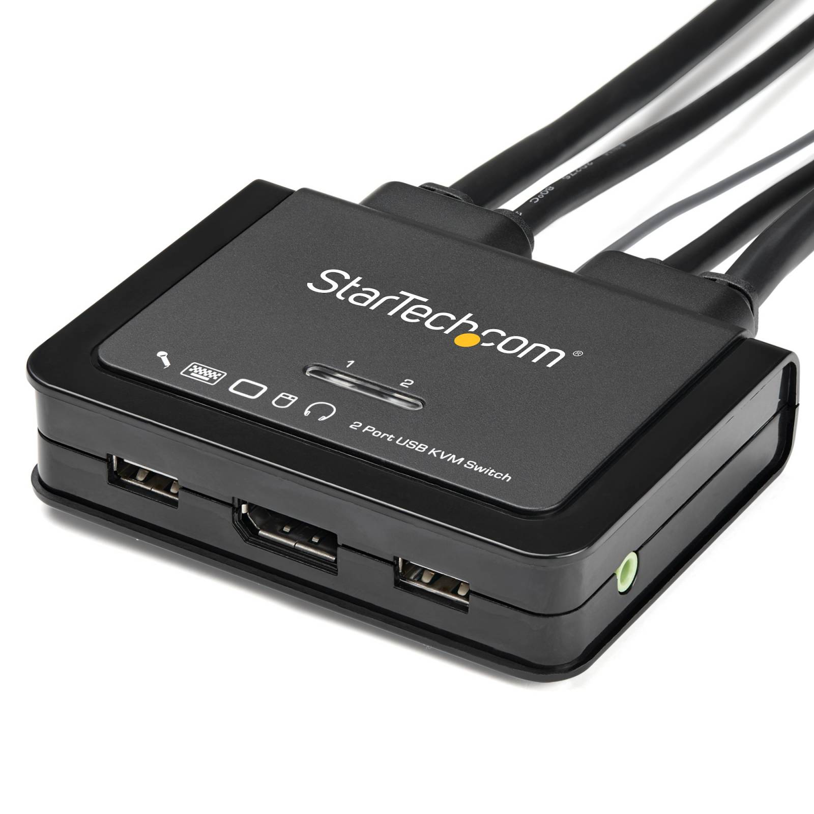 Startech SV211DPUA4K - Conmutador KVM DisplayPort de 2 puertos USB 4K60Hz con cables integrados
