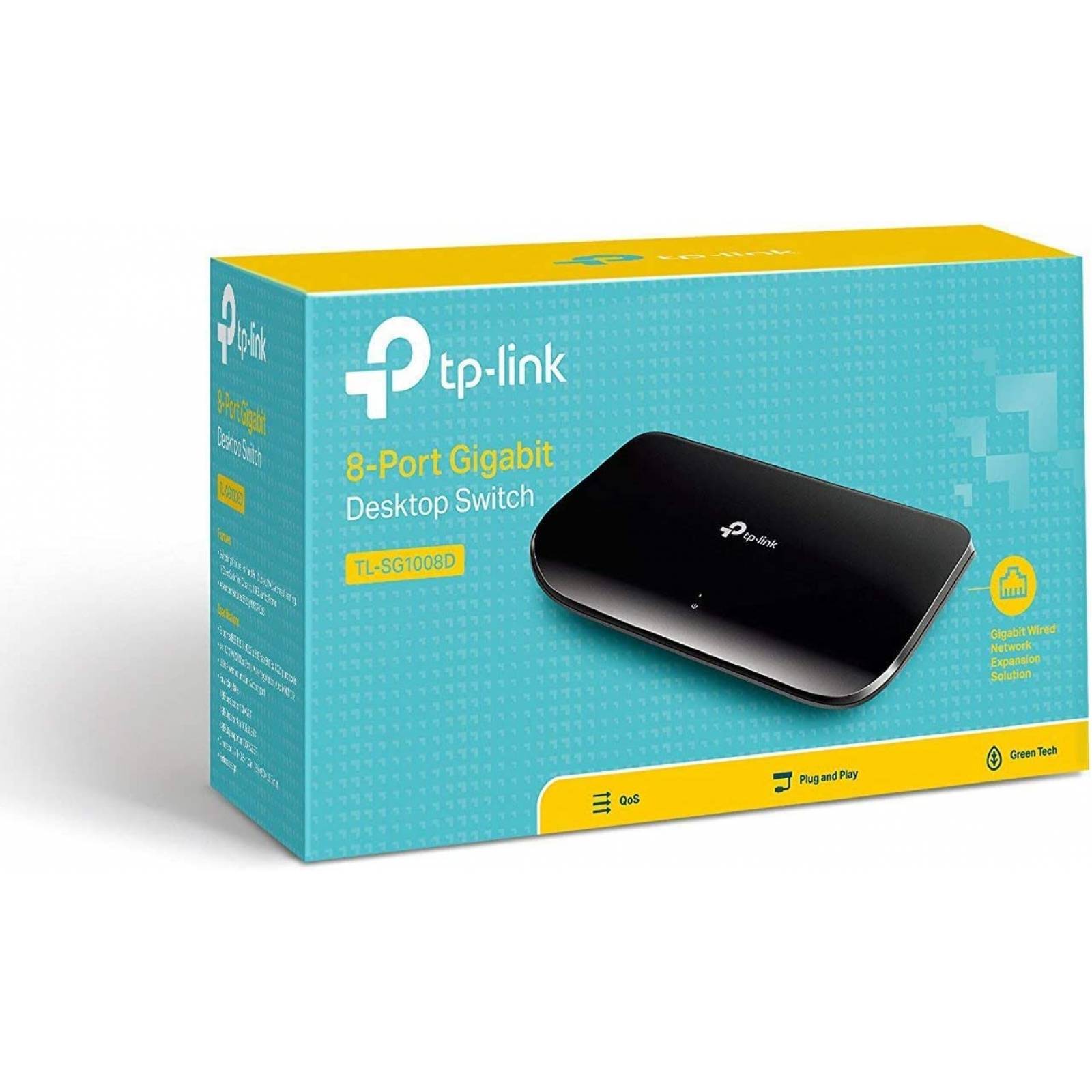 Switch TP-LINK TL-SG1008D, 8 puertos, Gigabit Ethernet, 10/100/1000 Mbps, No administrado