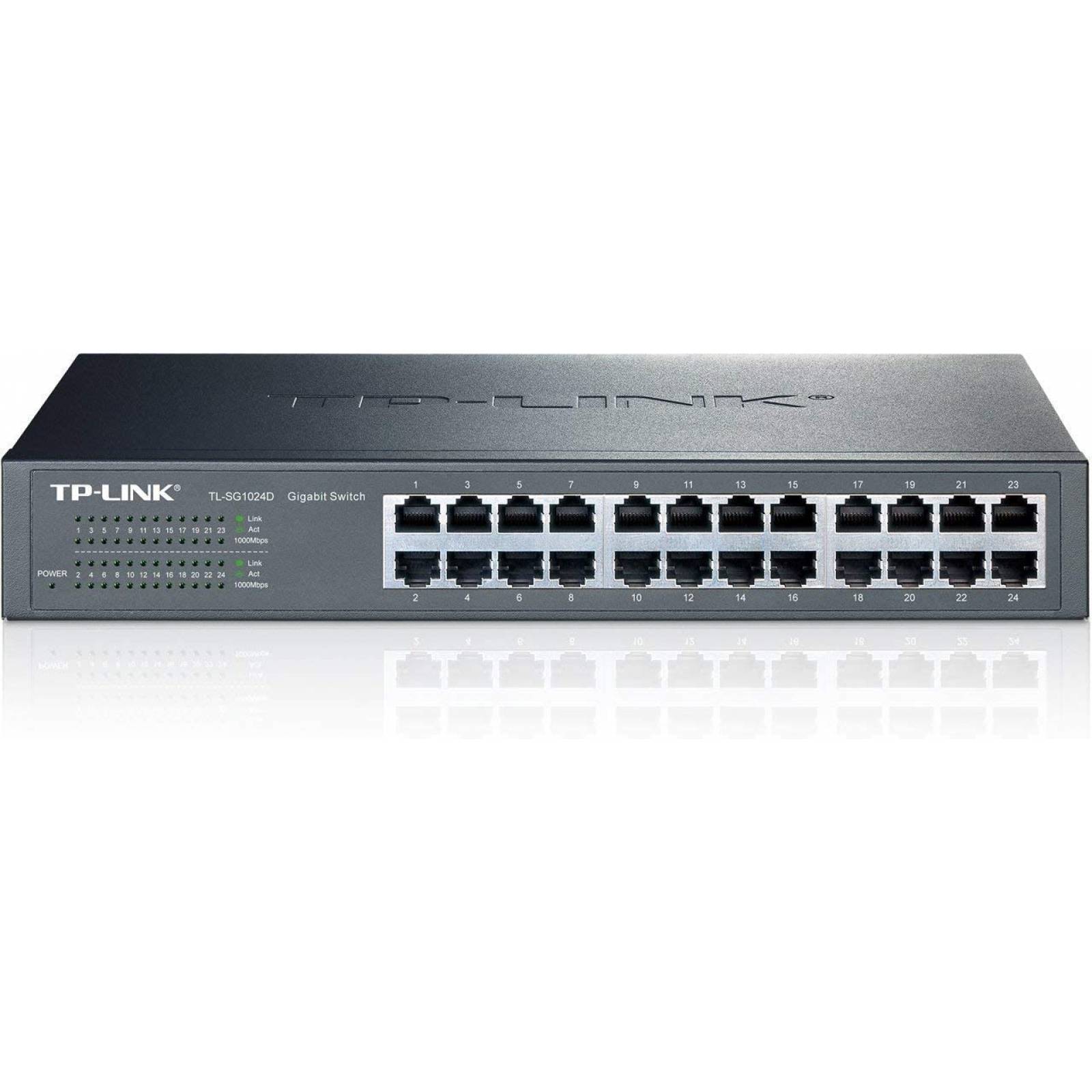 Switch TP-LINK 24-Port Gigabit Desktop/Rackmount Switch, 24 puertos, Gigabit Ethernet, 10/100/1000 Mbps, No administrado, montaje en rack