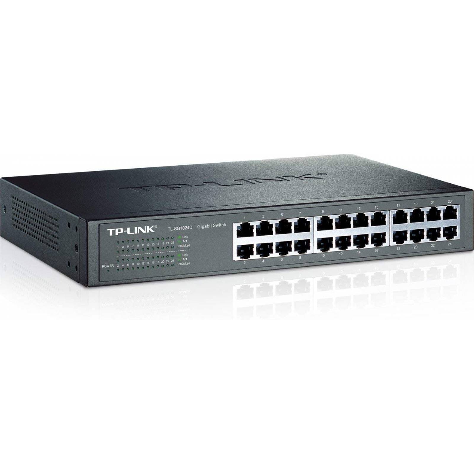 Switch TP-LINK 24-Port Gigabit Desktop/Rackmount Switch, 24 puertos, Gigabit Ethernet, 10/100/1000 Mbps, No administrado, montaje en rack