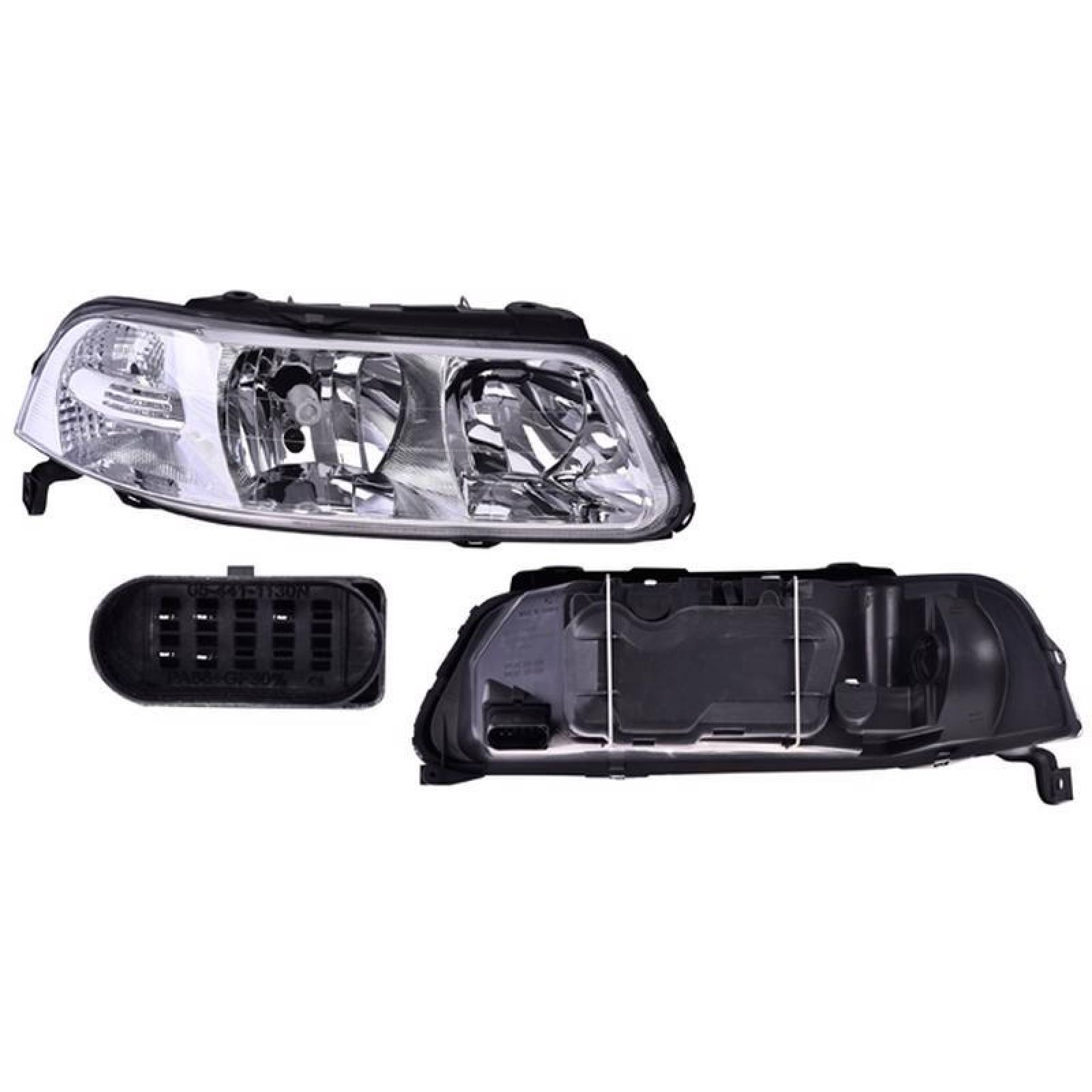 Faro Depo - Compatible Con Volkswagen Pointer 2000-2005 -P/ Foco De Hal, Color Fondo Cromado, Der