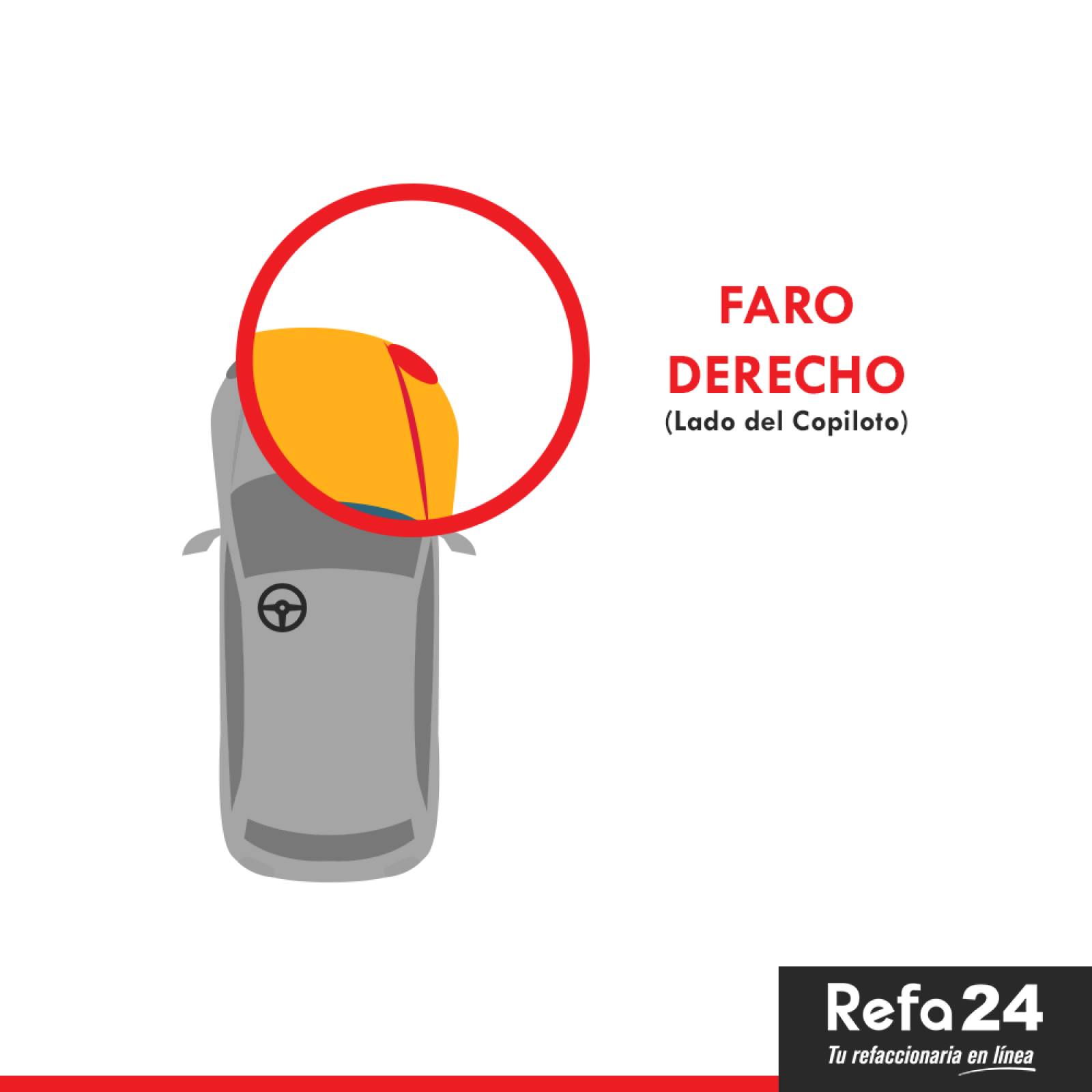 Faro Depo - Compatible Con Volkswagen Pointer 2000-2005 -P/ Foco De Hal, Color Fondo Cromado, Der