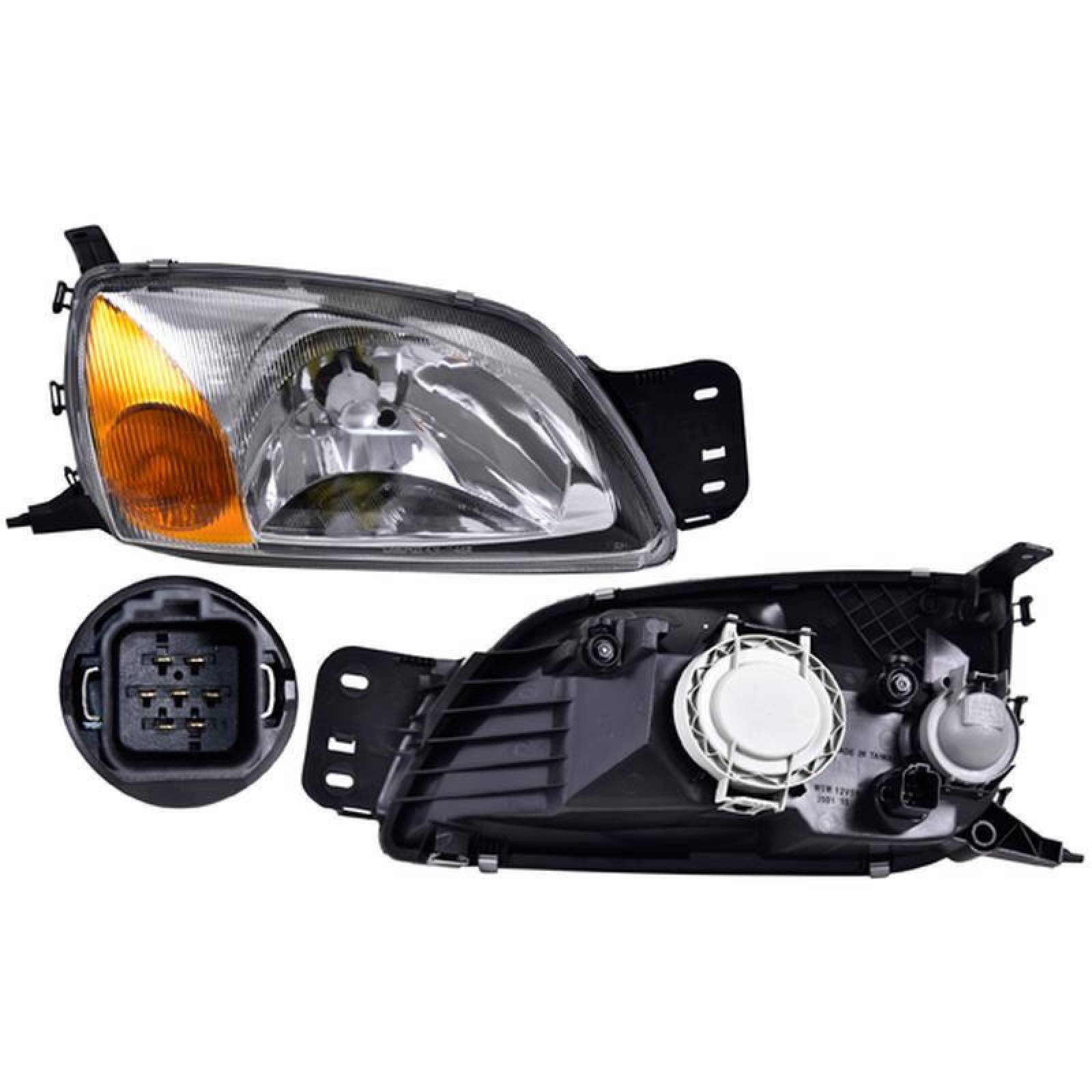 Faro Depo - Compatible Con Fiesta 2000-2002 - Con Base,P/ Foco De Hal, Con Motor, Color Ambar,