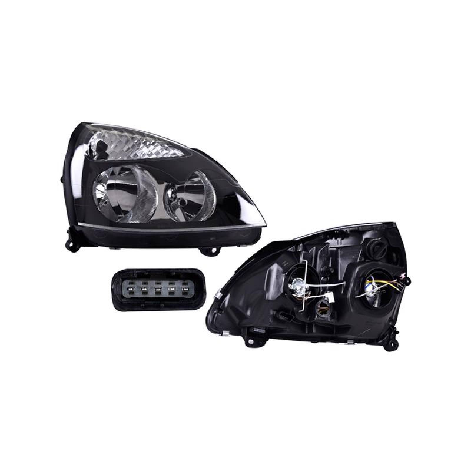 Faro Depo - Compatible Con Renault Clio 2002-2004 - P/ Foco De Hal, Color Fondo Negro, Lado Der