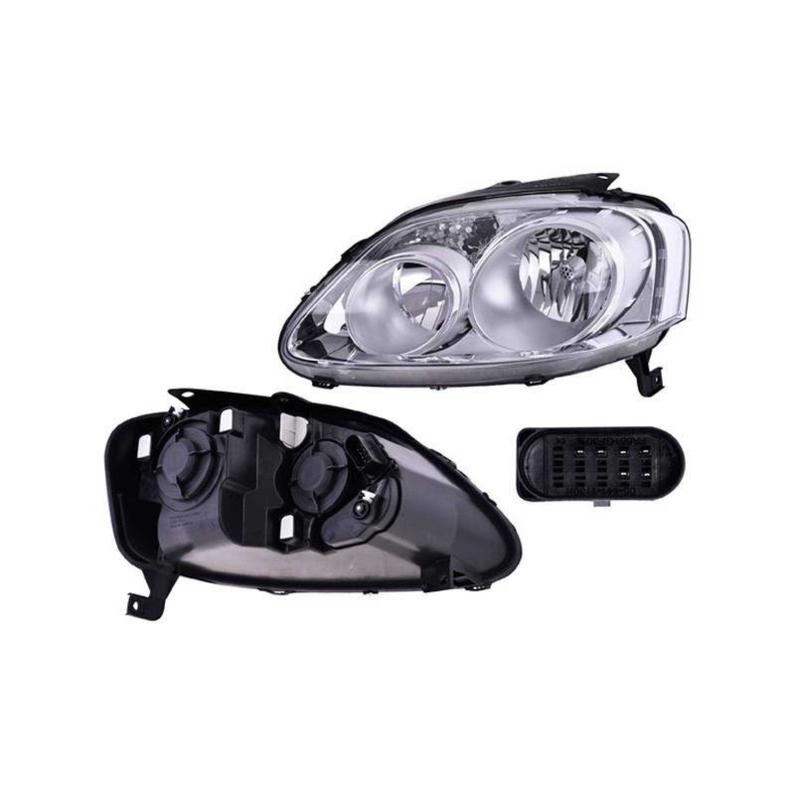 Faro Depo - Compatible Con Volkswagen Crossfox 2007-2009 -P/ Foco De Hal, Color Fondo Cromado, Izq 
