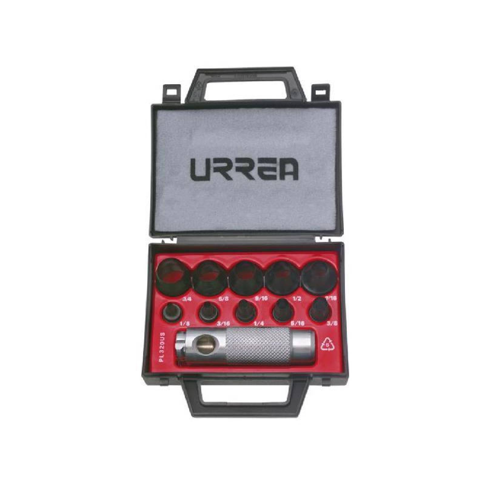 Juego de sacabocados 11 piezas 1/8-3/4in - Codigo: 49901 - Marca: Urrea
