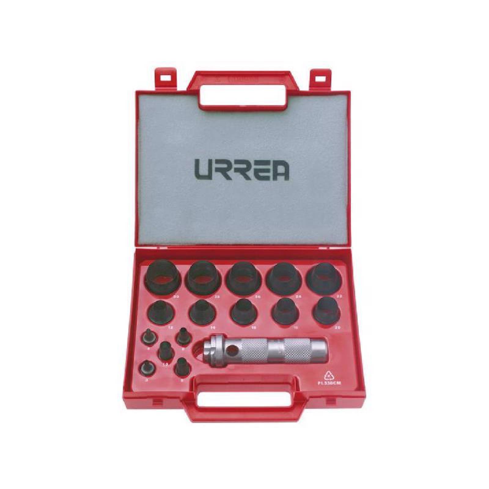Juego de sacabocados 16 piezas 3-30 mm - Codigo: 49900M - Marca: Urrea 