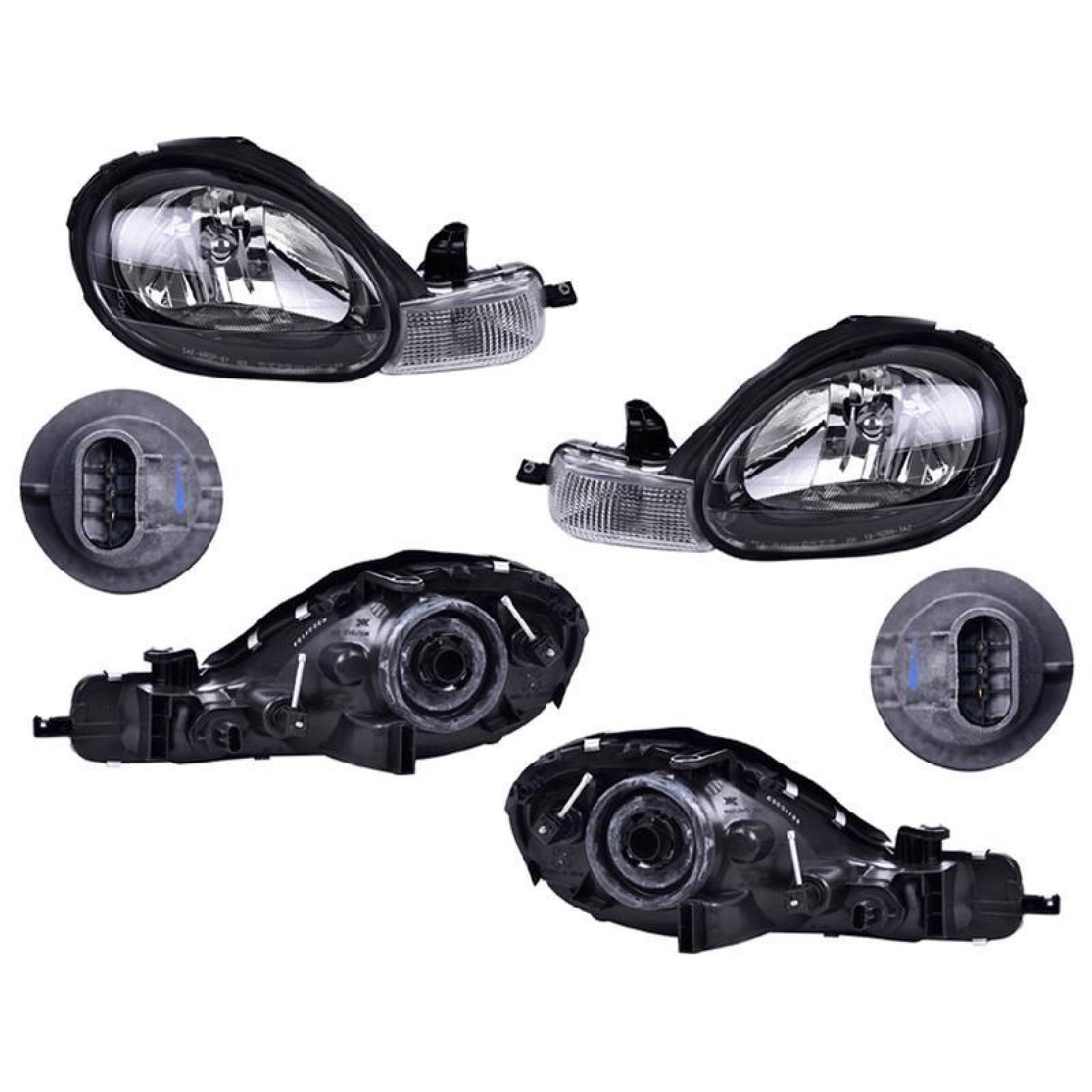 Faros compatible con Dodge Neon 2000-2002 - C/Bisel Negro - 2 Piezas