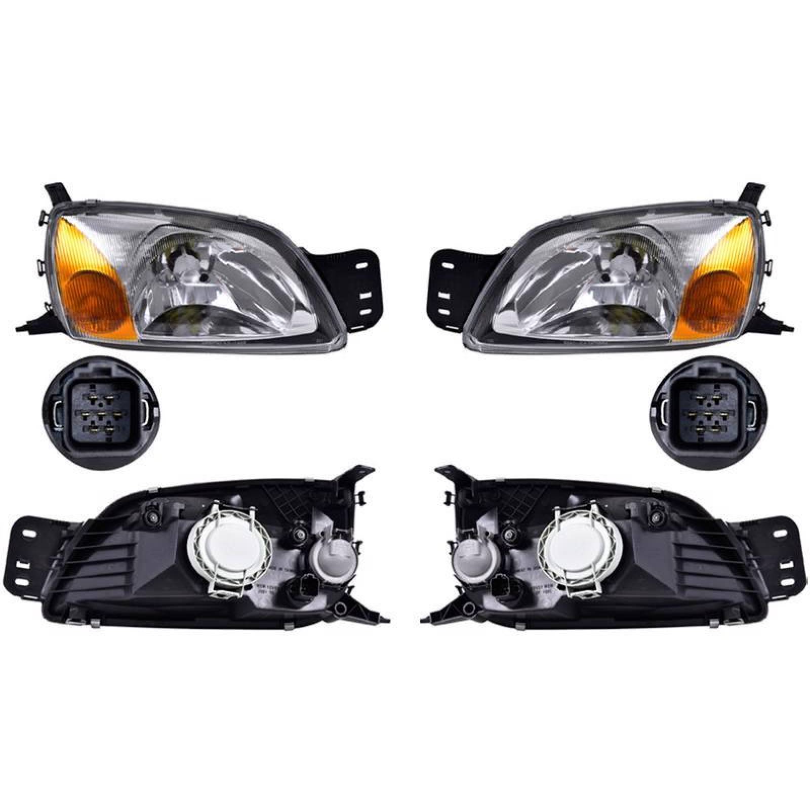 Faros compatible con Fiesta 2000-2002 - Con Base - Para Foco De Halógeno - Con Motor - Color Ambar - 
