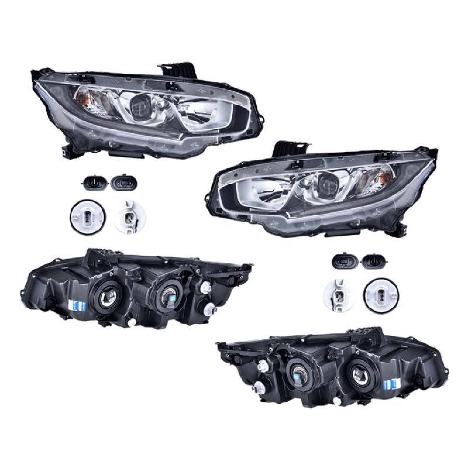 Faros compatible con Honda Civic 2016-2017 - Para Foco De Halógeno - 2 Piezas 