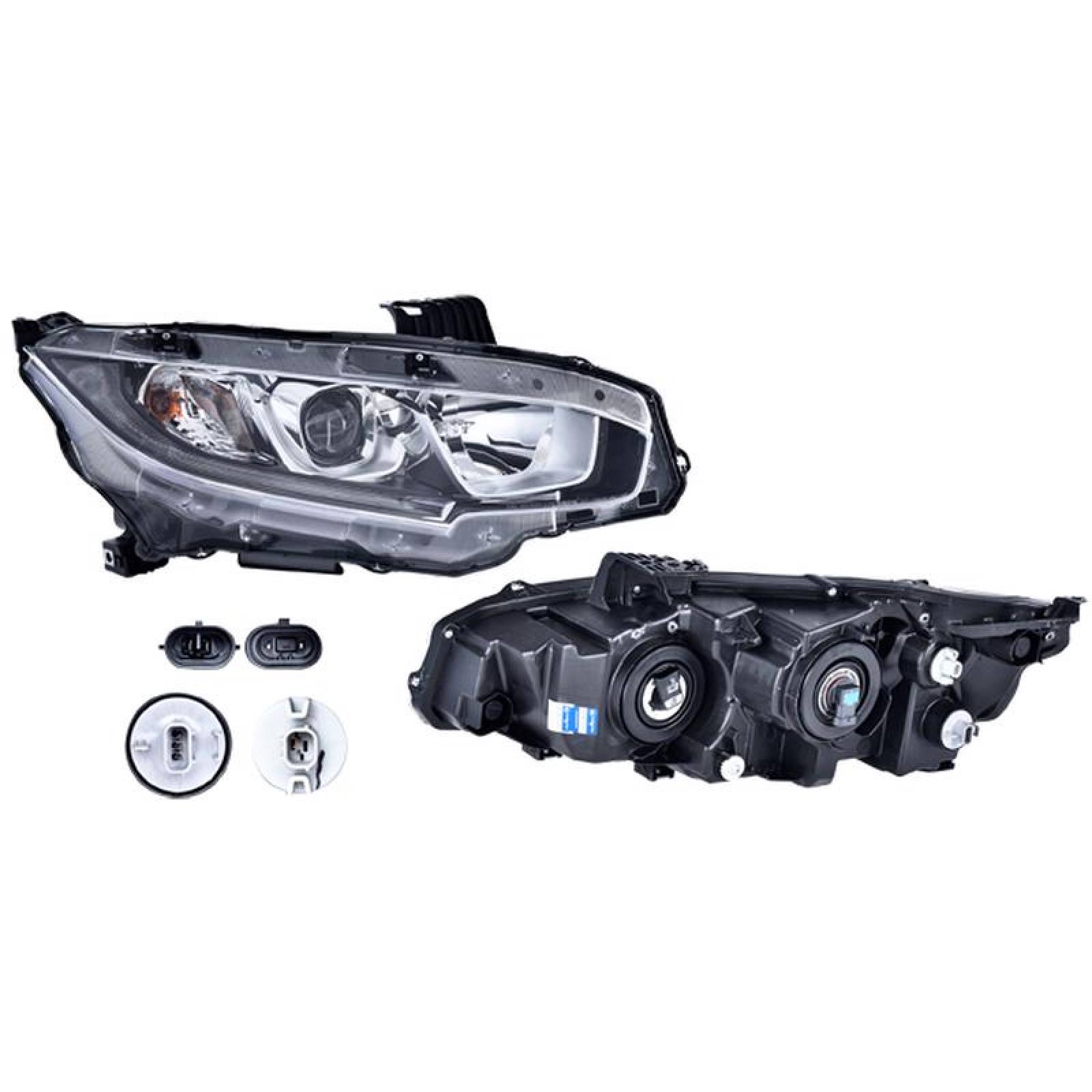 Faros compatible con Honda Civic 2016-2017 - Para Foco De Halógeno - 2 Piezas 