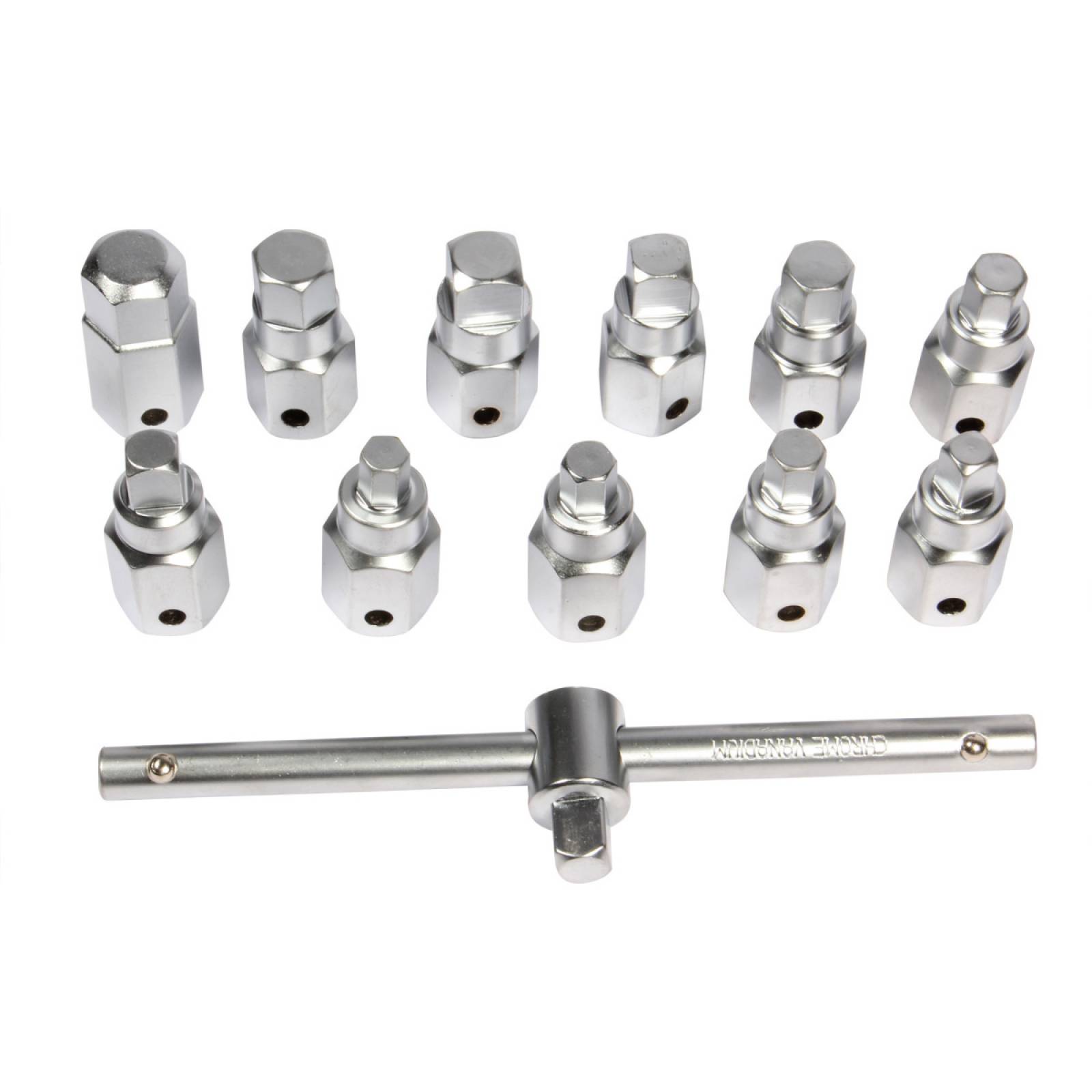 Kit juego de dados y llaves 3/8pul. para tapón de carter