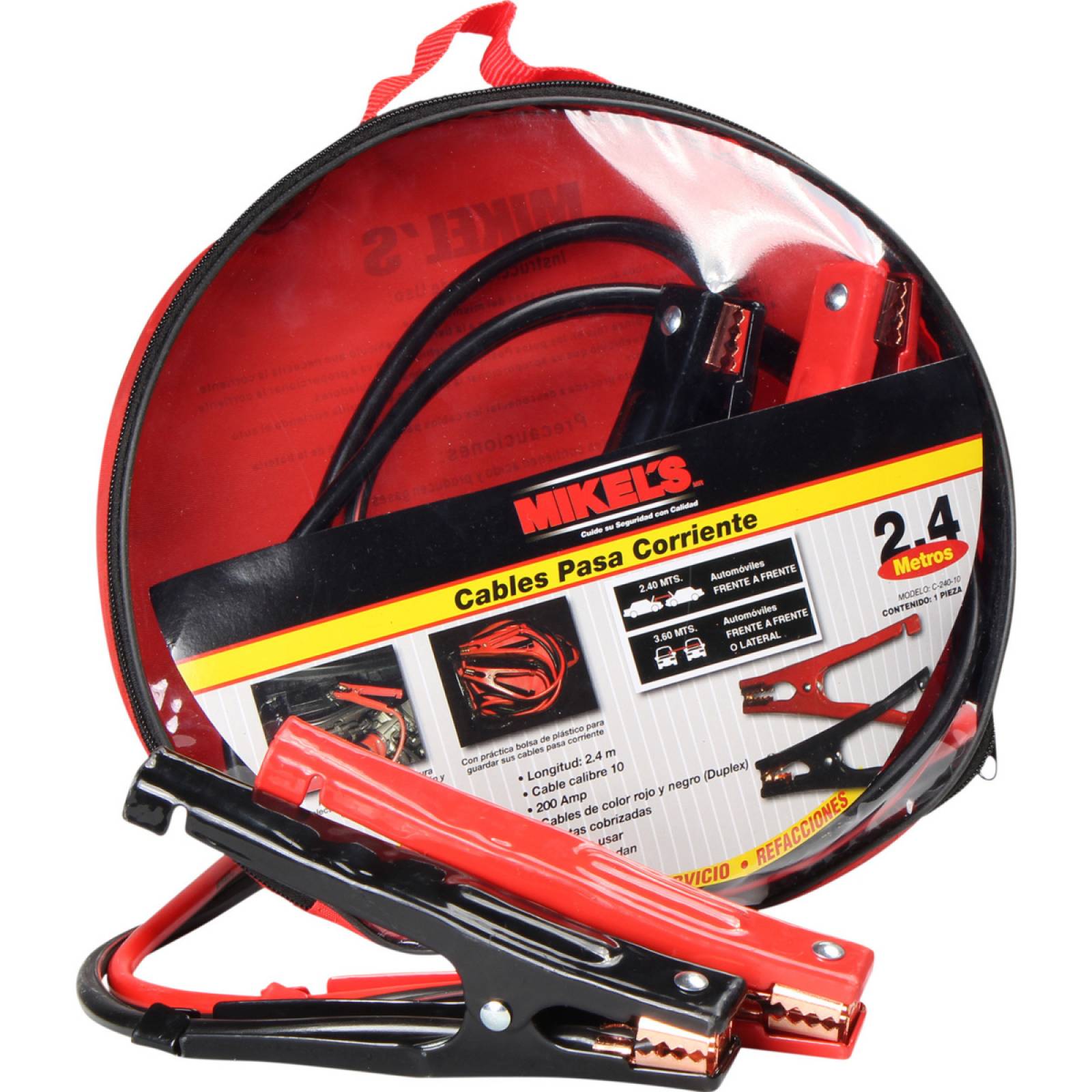 Cables pasa corriente  2.4 mts 340 amp Calibre 8