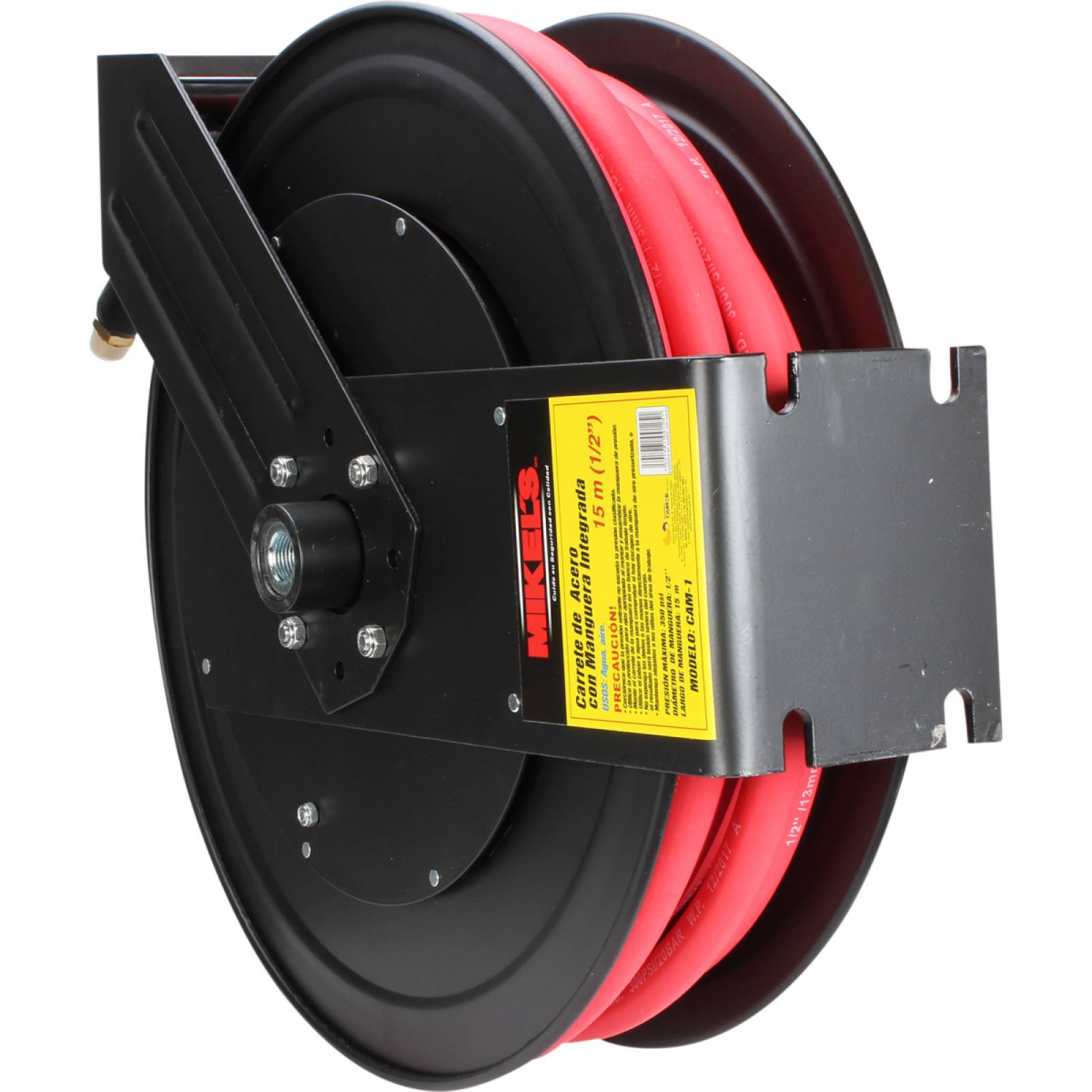 Carrete de acero con manguera 1/2pul. sistema retráctil