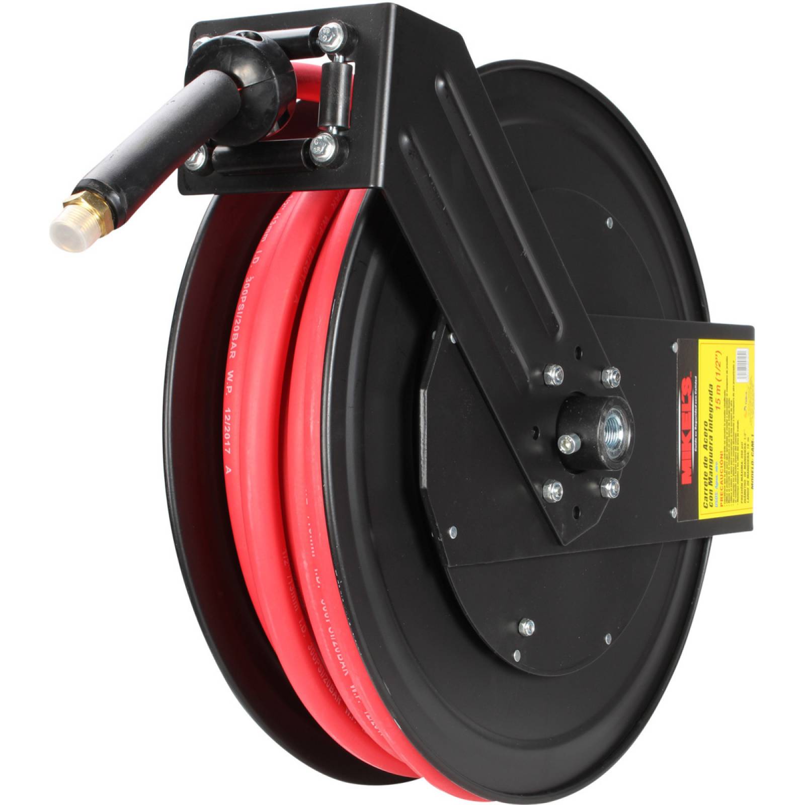 Carrete de acero con manguera 1/2pul. sistema retráctil