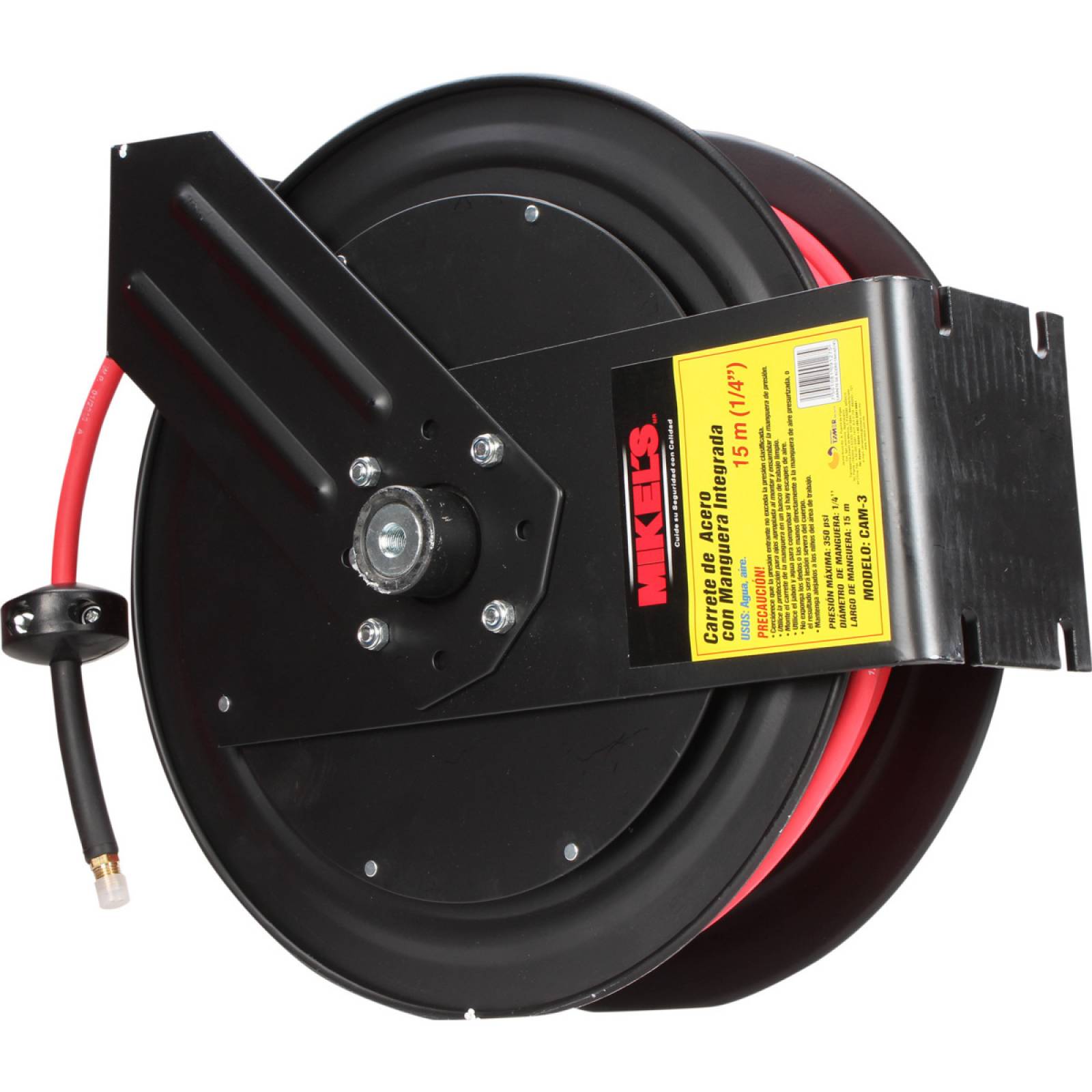 Carrete de acero con manguera 1/4pul. sistema retráctil