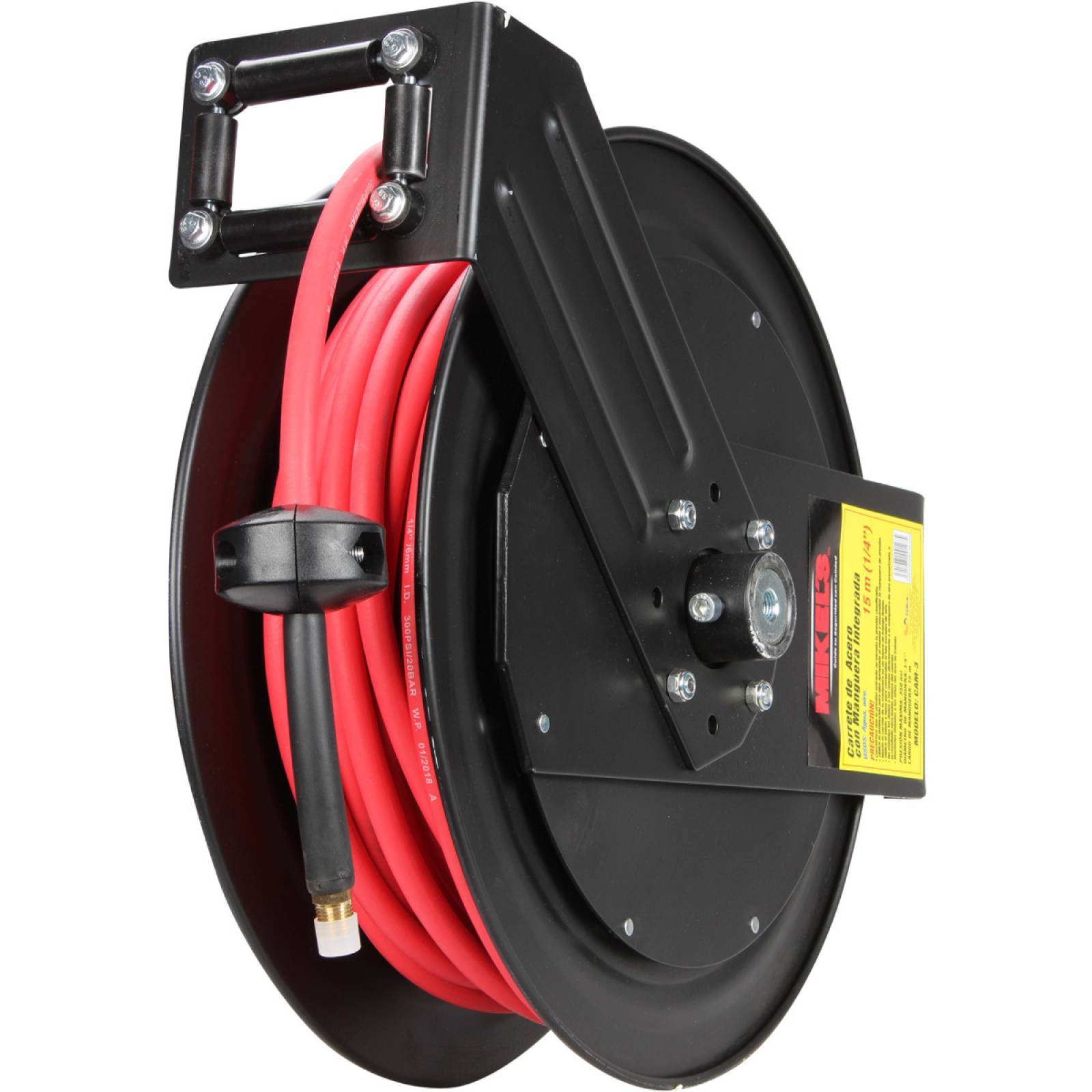 Carrete de acero con manguera 1/4pul. sistema retráctil