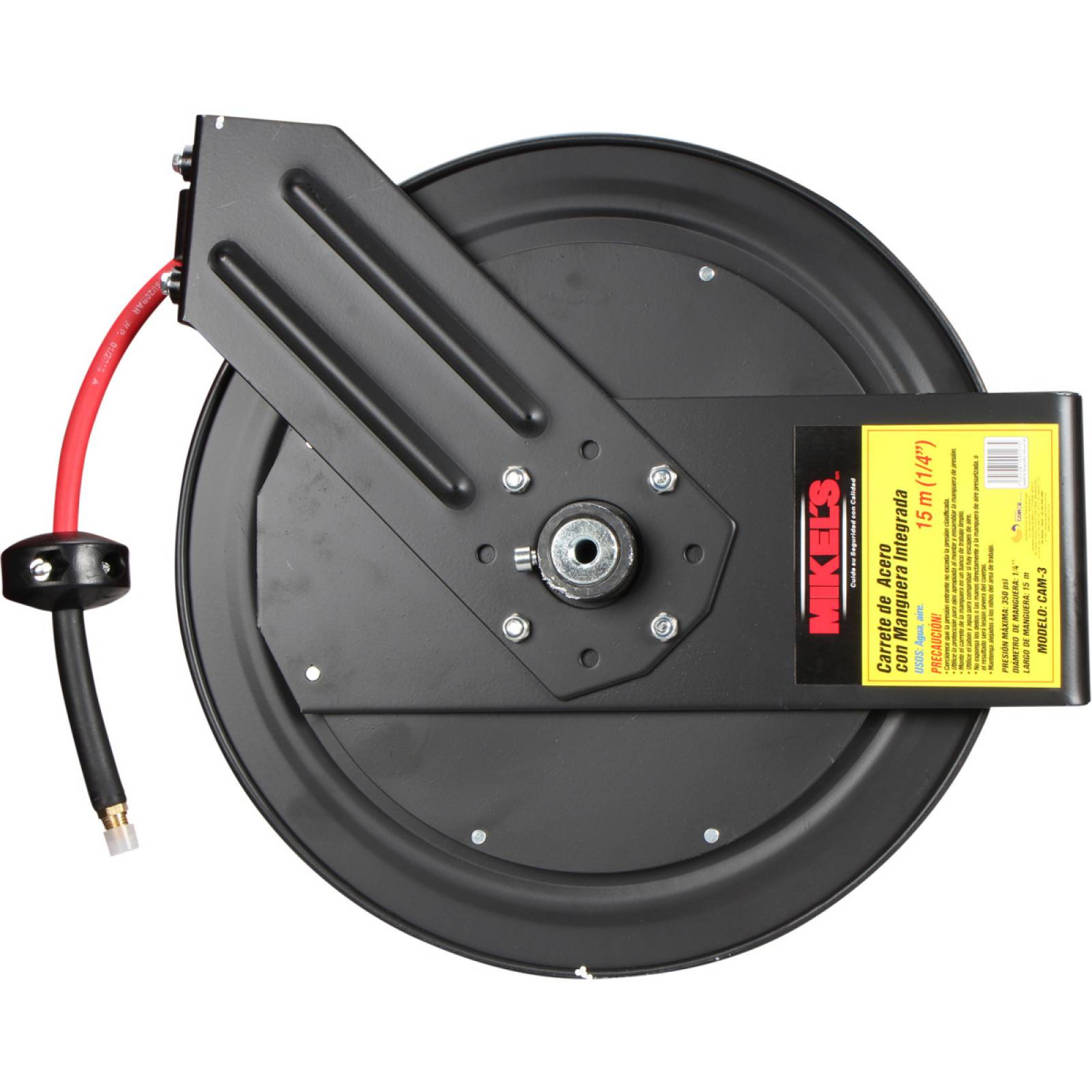 Carrete de acero con manguera 1/4pul. sistema retráctil