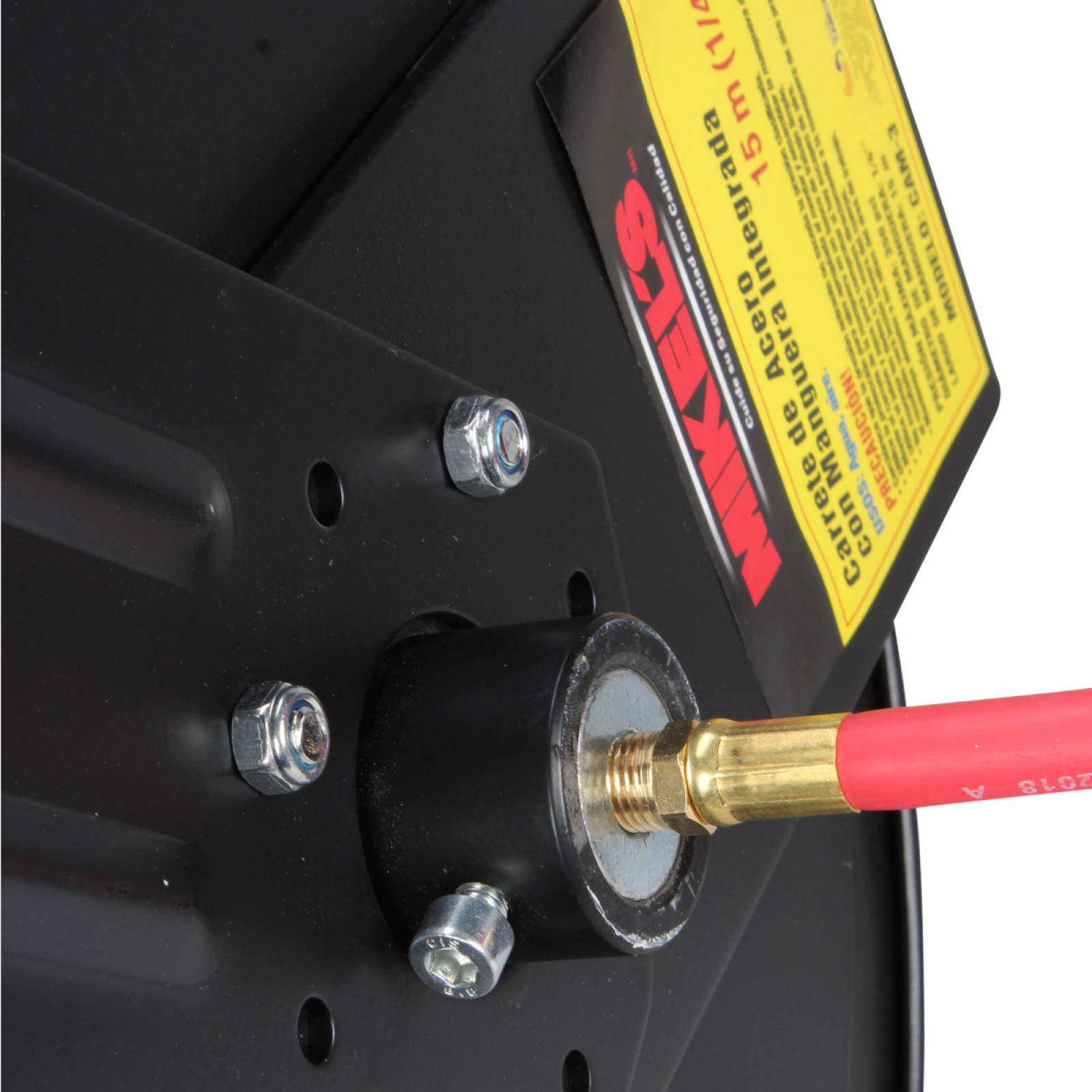 Carrete de acero con manguera 1/4pul. sistema retráctil