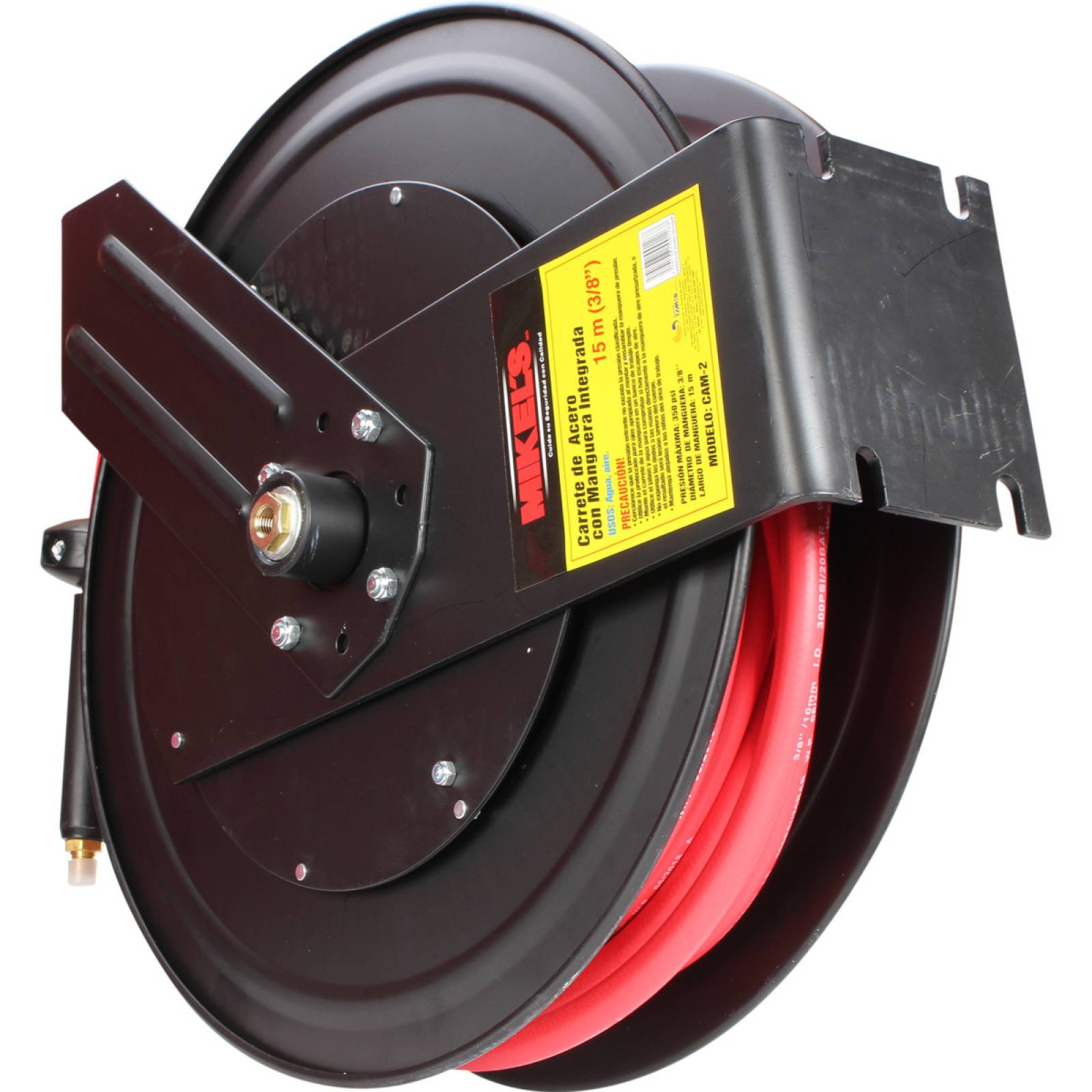 Carrete de acero con manguera 3/8pul. sistema retráctil
