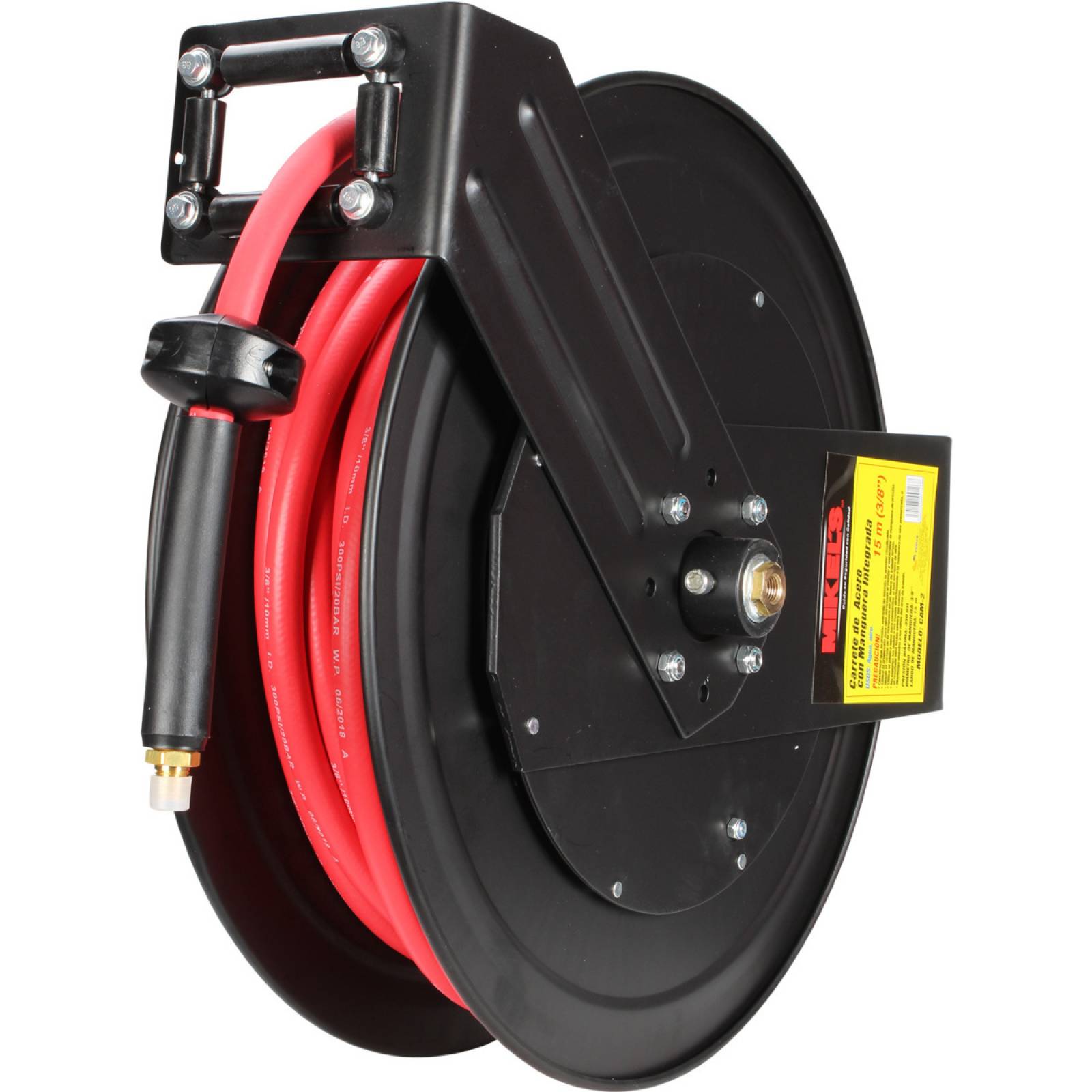 Carrete de acero con manguera 3/8pul. sistema retráctil