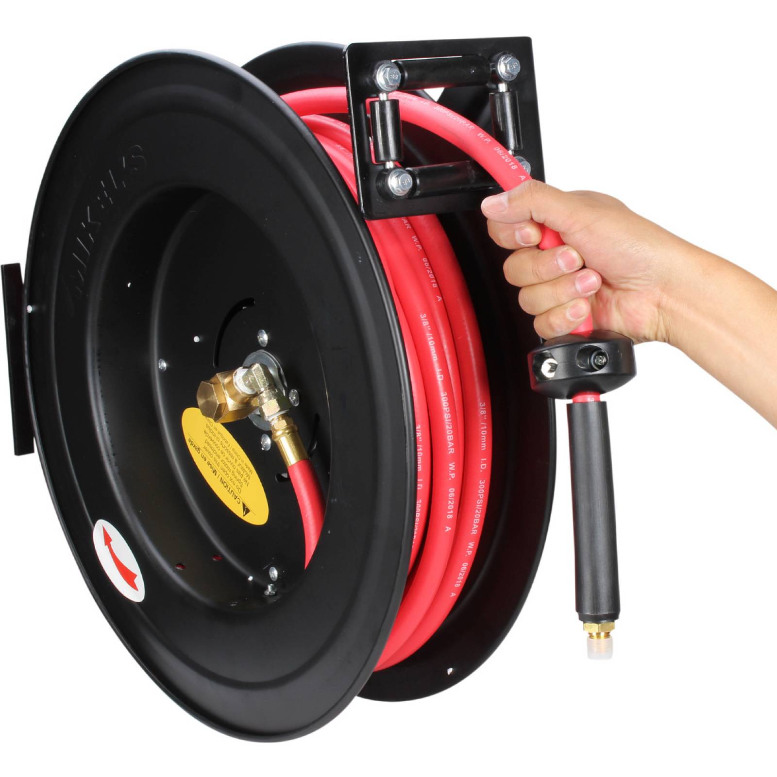 Carrete de acero con manguera 3/8pul. sistema retráctil