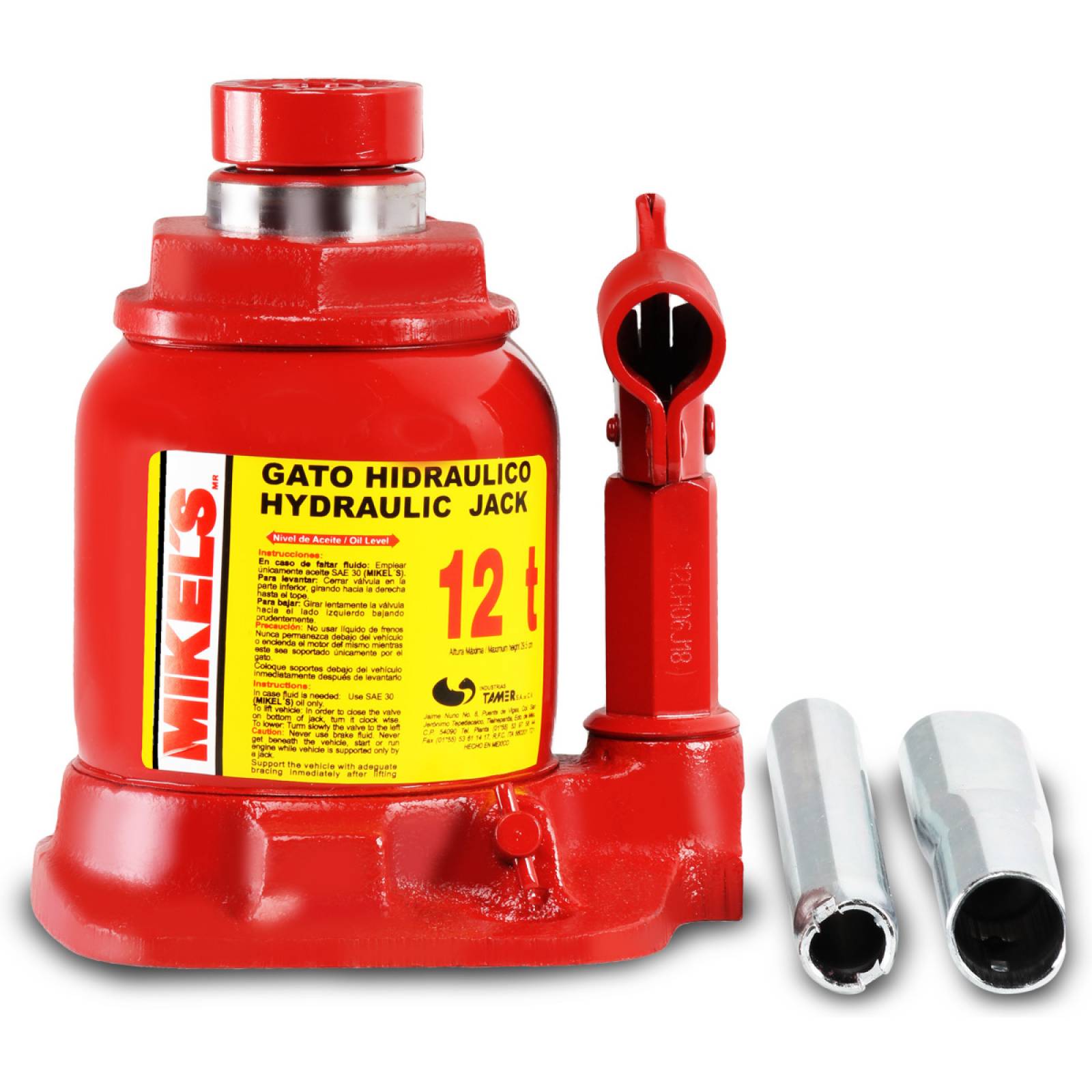 Gato hidráulico de botella con tornillo extensión 12 ton