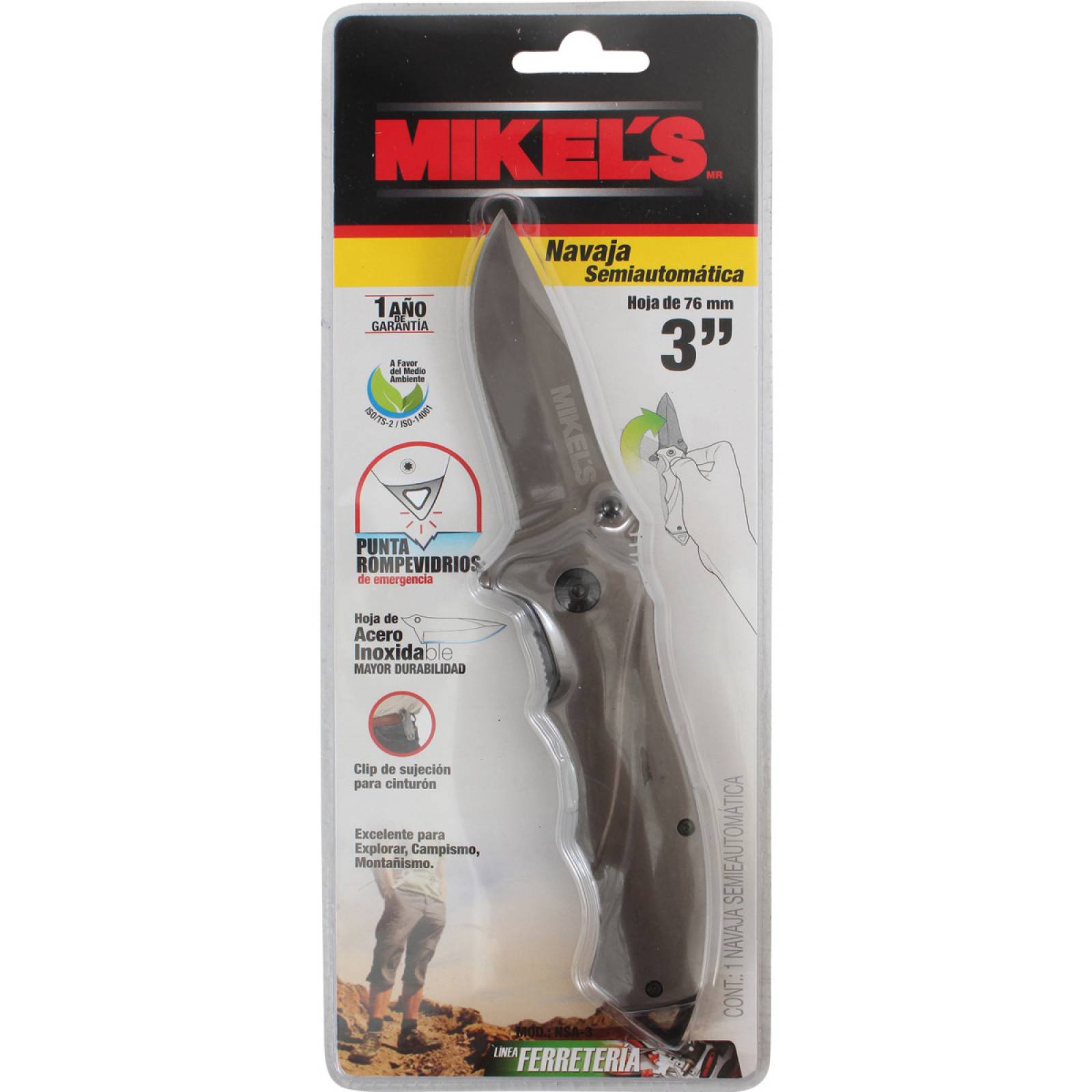 Navaja semiautomática de 3pul.