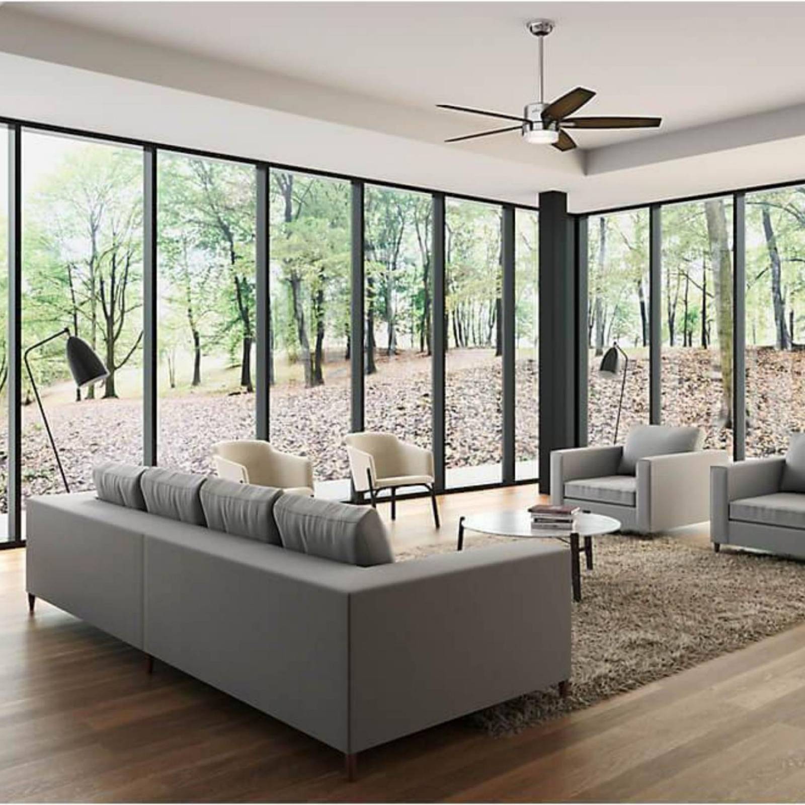 Ventilador De Techo Hunter 59039 Windemere-Brushed Nicke 54" 