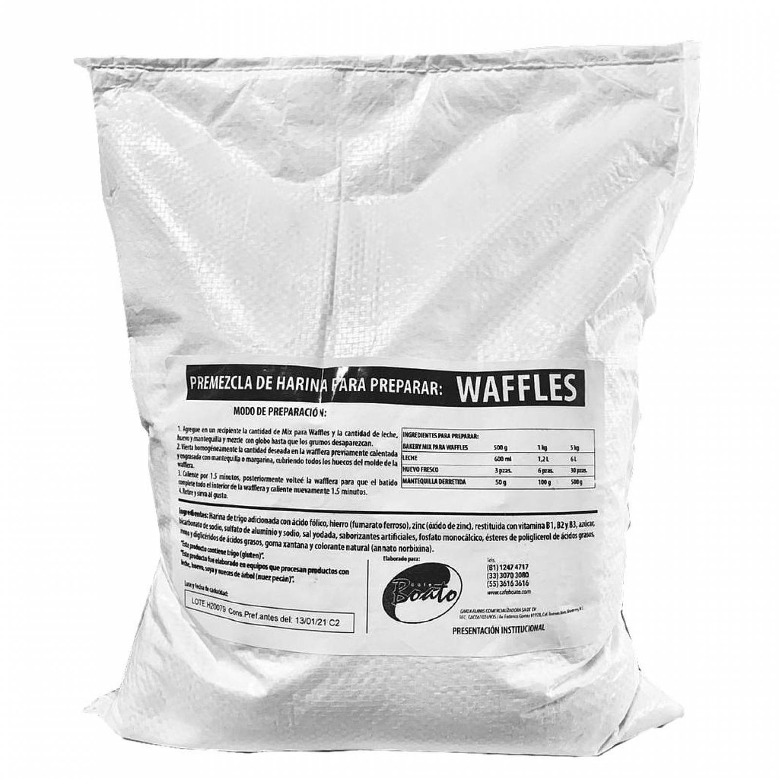 Harina Para Waffle, Waffle-mix Bolsa 5 Kg Neutra Cafeboato 