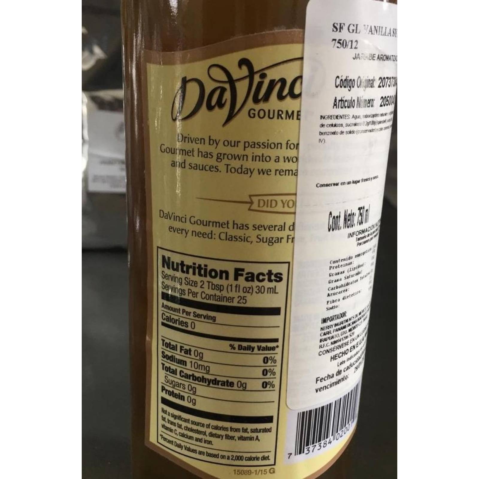 Jarabes Davinci Gourmet Para Bebidas --- Vainilla Sugar Free 