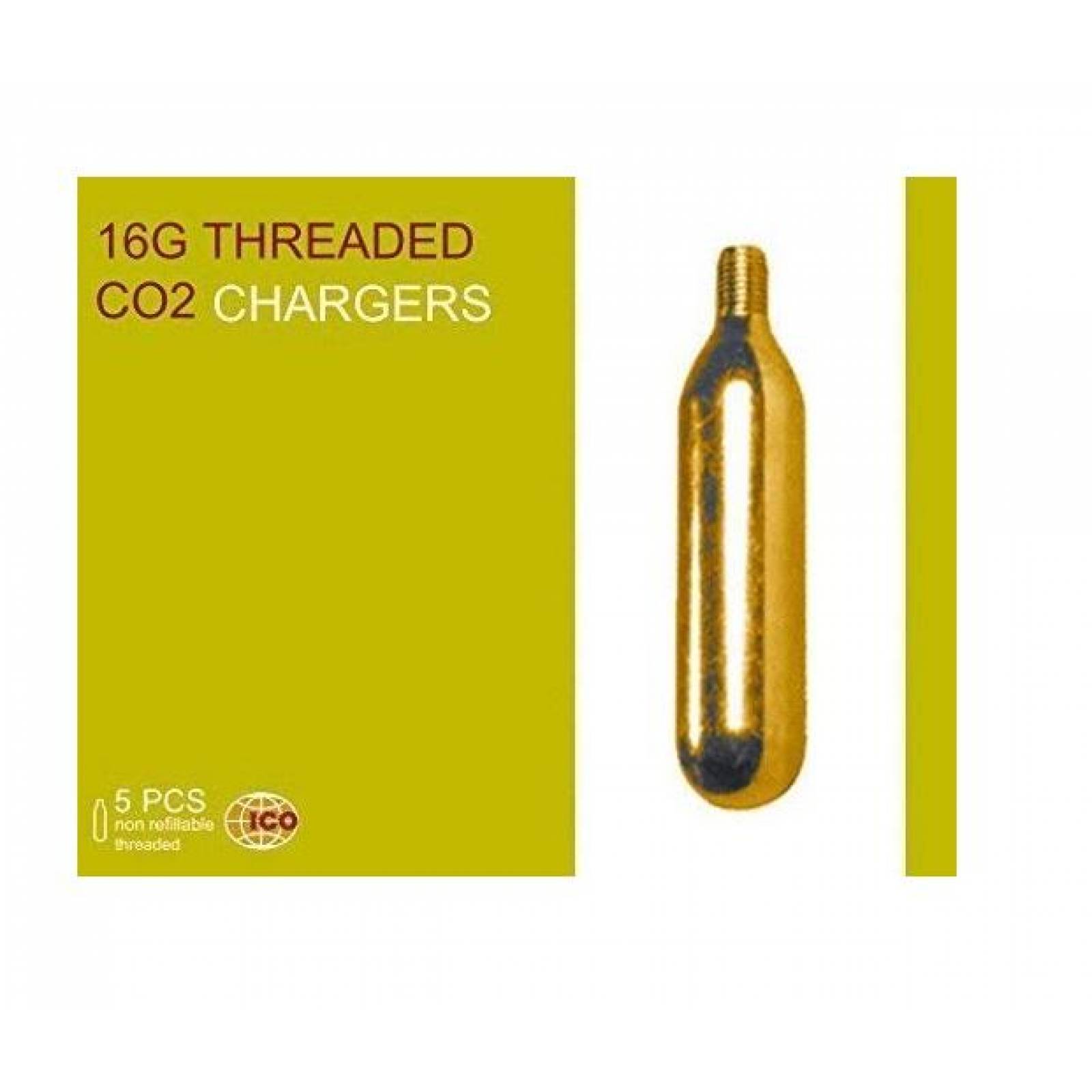 Cartuchos (tanques) de Co2 16 gr Con Rosca 5 piezas (Inflado Bicicleta, Lanzador Serpentinas, Maquina Cerveza) 