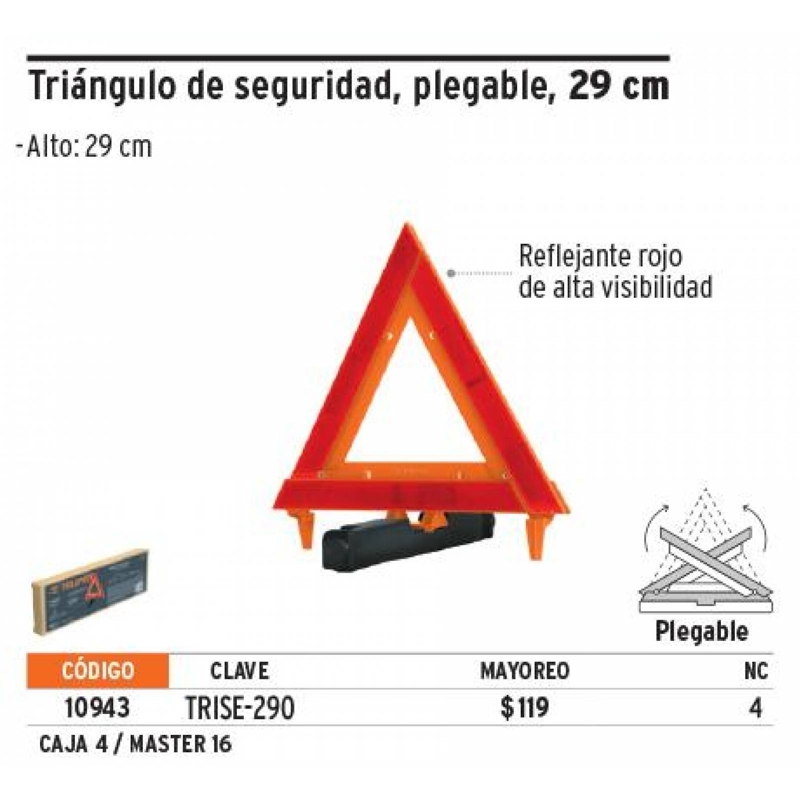 Triángulo de seguridad, de plástico, 29 cm Truper 