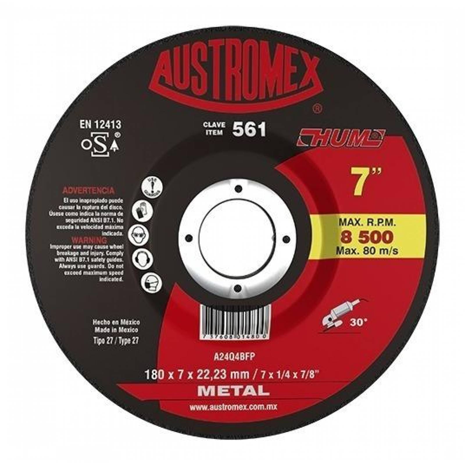 Disco desbaste metal 7 austromex 561 5 pzs 