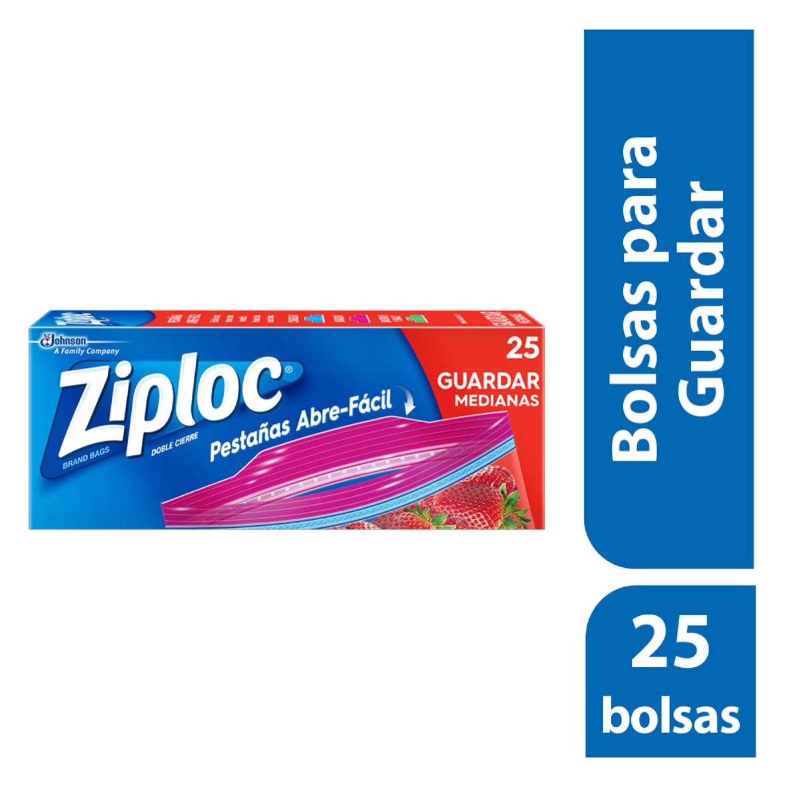 BOLSA PLASTICA P/GUARDAR 17.7 X 19.5 C/25 PZAS ZIPLOC 