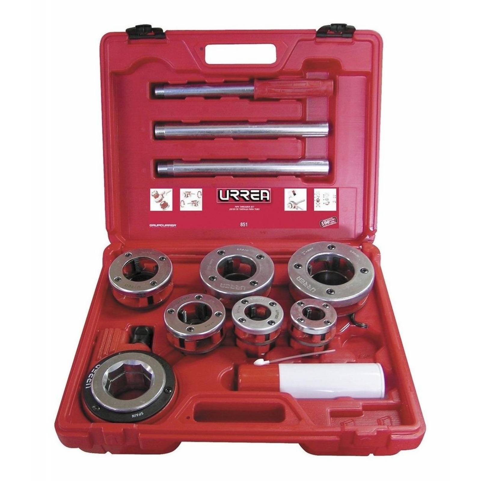 Juego de tarraja para tubo npt 9 piezas 851 urrea