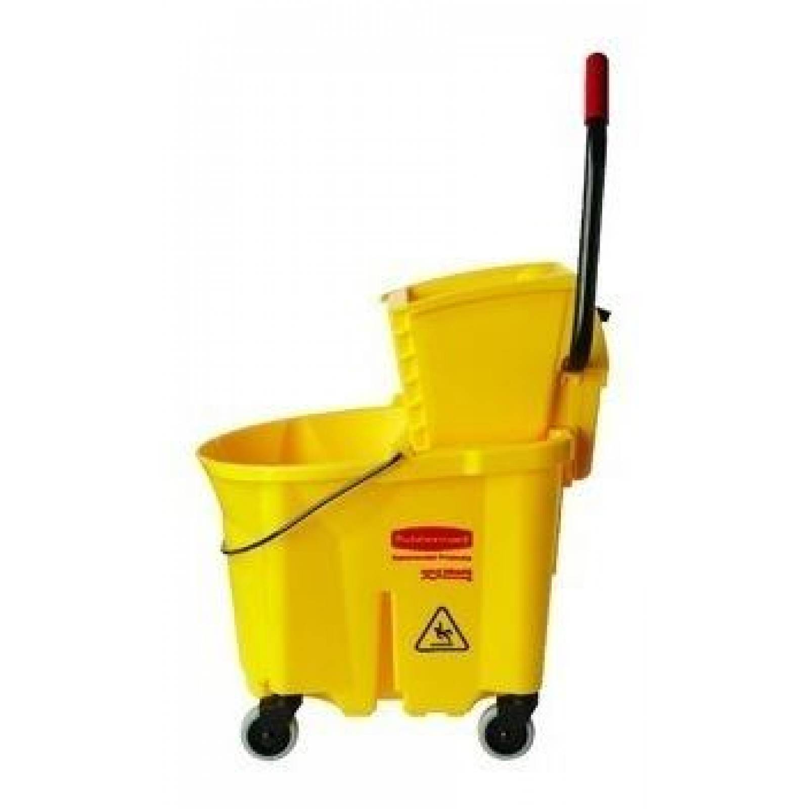 Cubeta Con Exprimidor De Presión Amarillo Rubbermaid