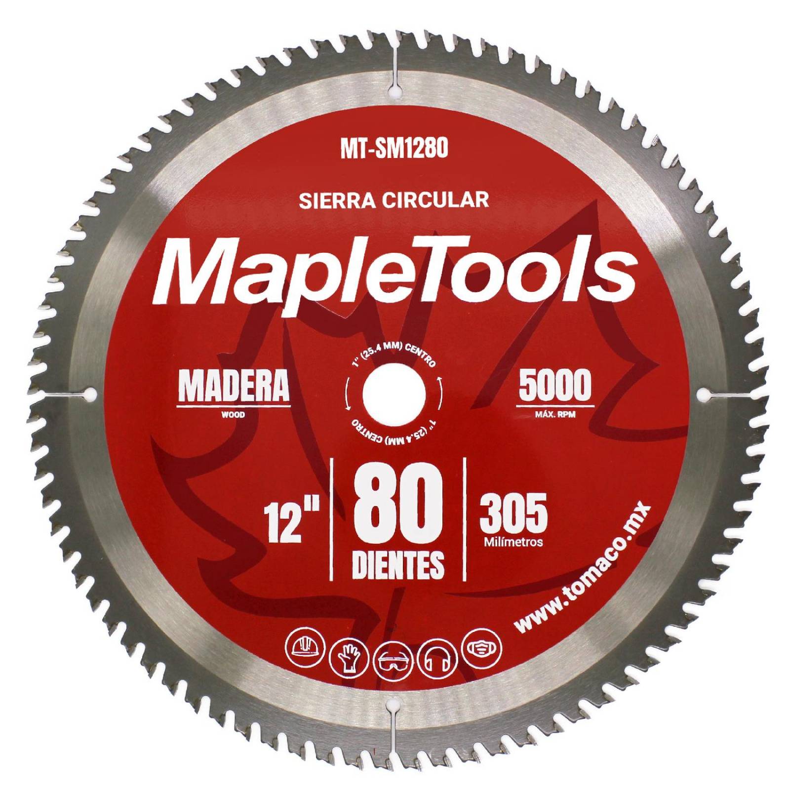 DISCO SIERRA CIRCULAR 12" CENTRO 1" 80 DIENTES MAPLE TOOLS 