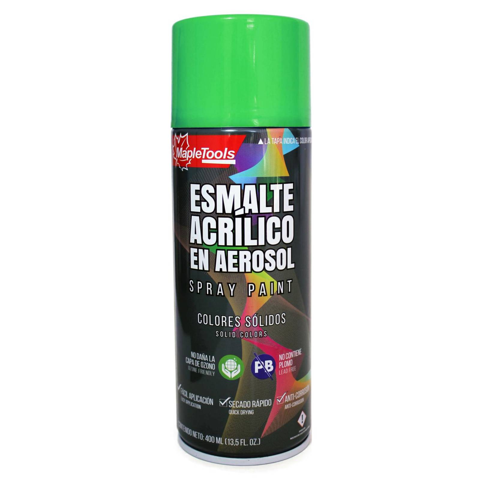 PINTURA EN AEROSOL SPRAY VERDE FLUORESCENTE CAJA CON 12, MAPLE TOOLS