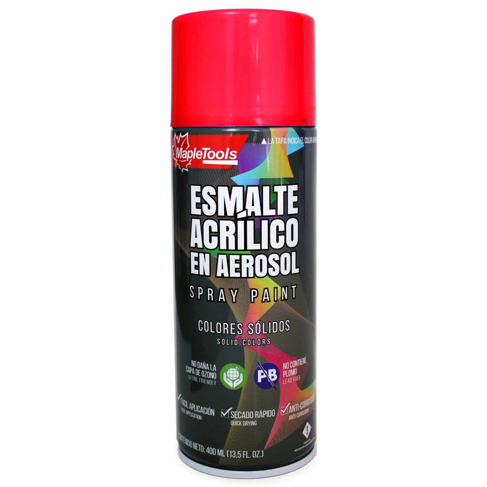PINTURA EN AEROSOL SPRAY ROJO FLUORESCENTE CAJA CON 12, MAPLE TOOLS 