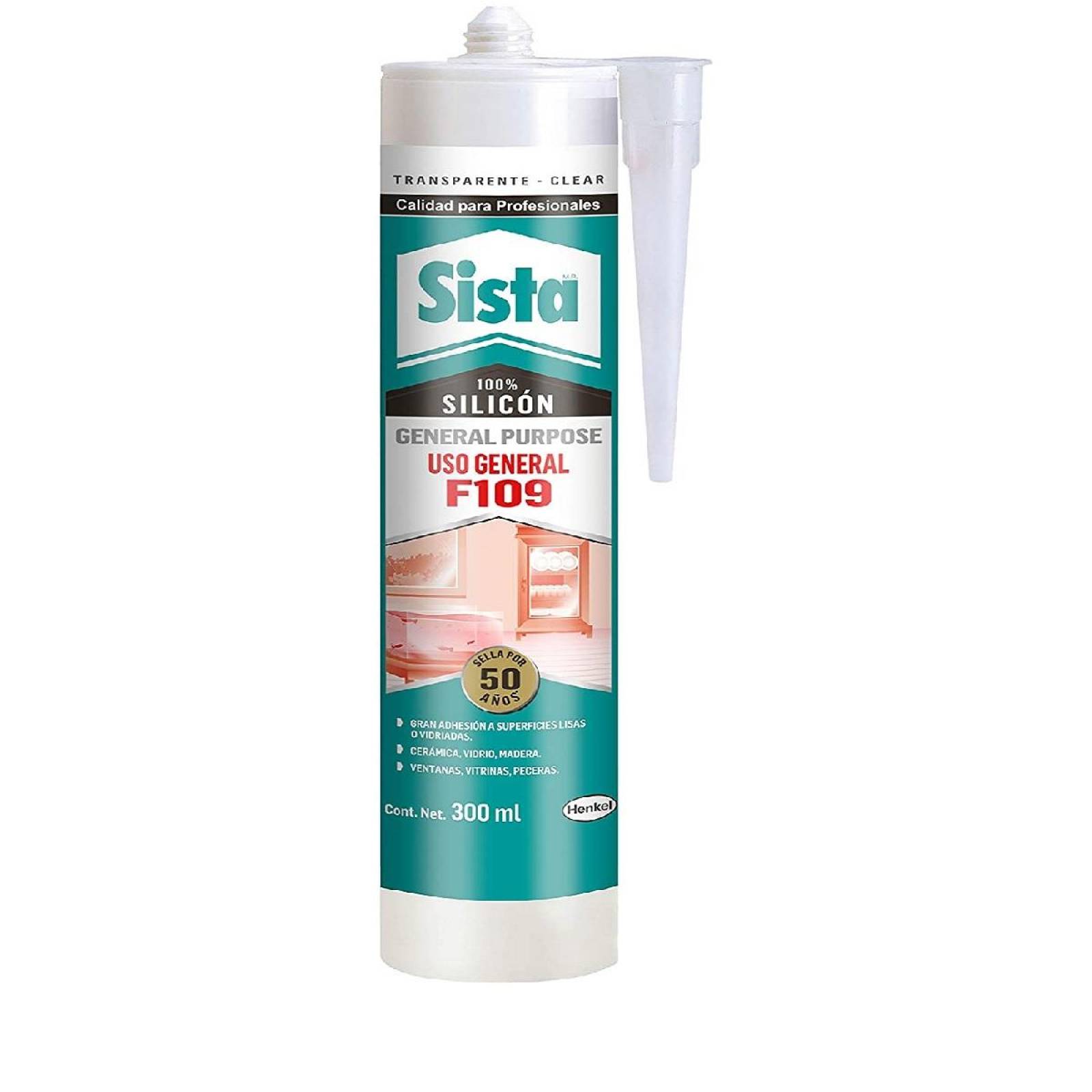 Silicón uso general transparente sista 300 ml. 