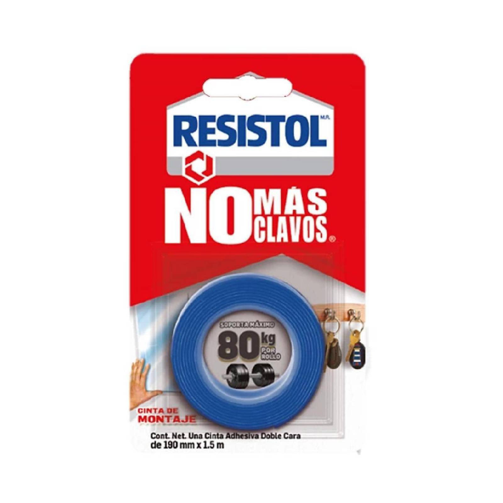 RESISTOL NO MAS CLAVOS CINTA 19mmx1.5m80KG 