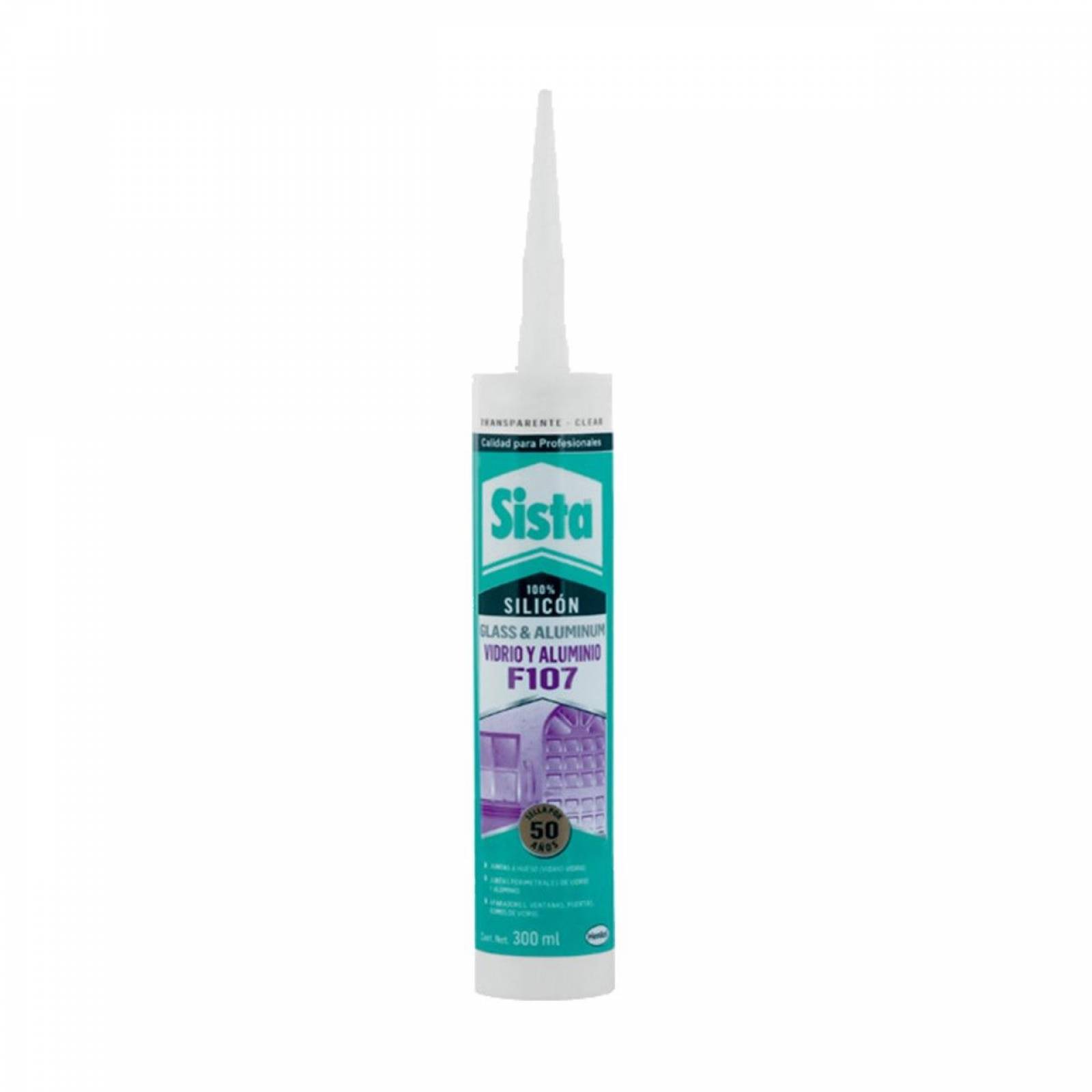 SILICON F107 VIDRIO Y ALUMINIO TRANSPARENTE 300 ML SISTA 