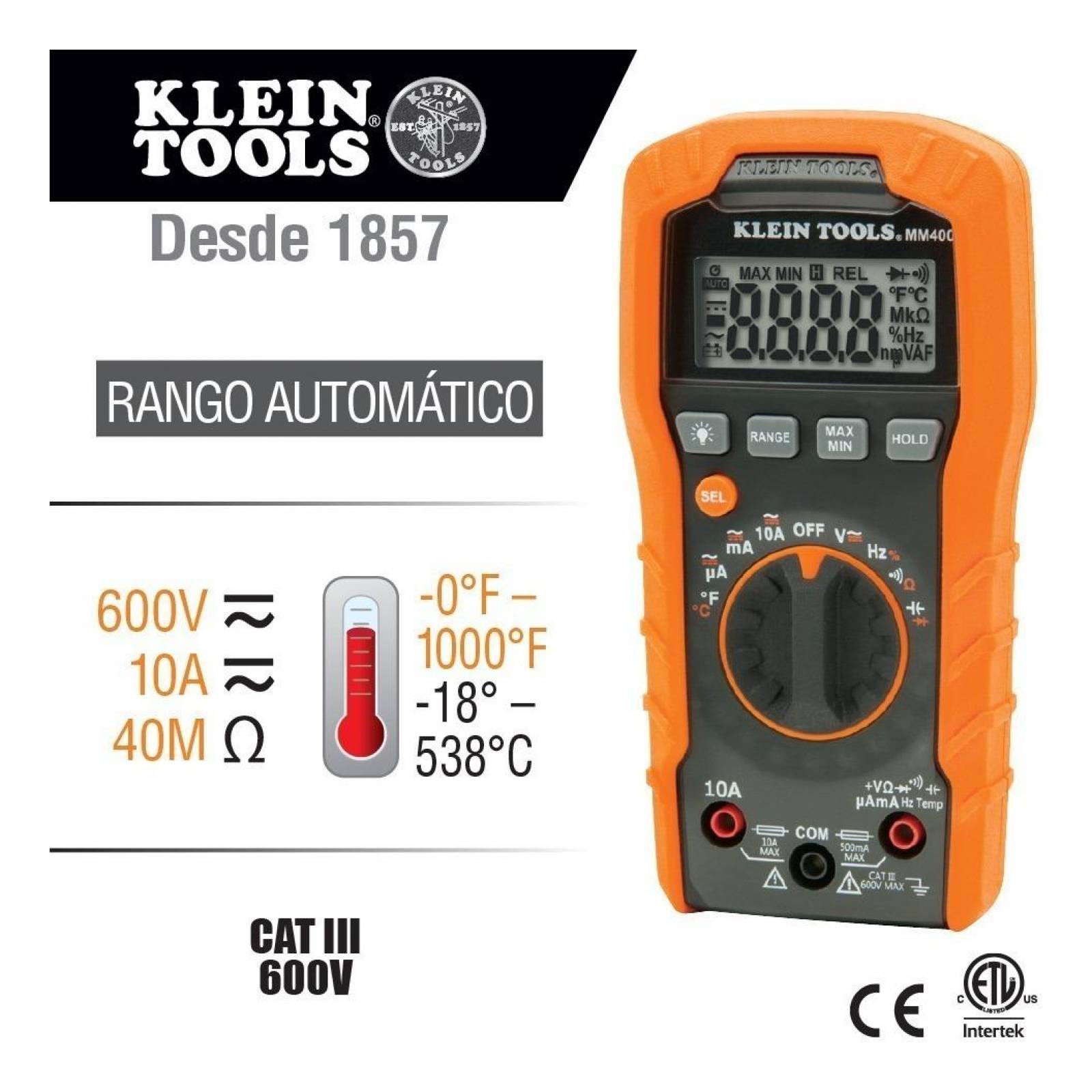 Multimetro Digital 600v Mm300 Klein Tools