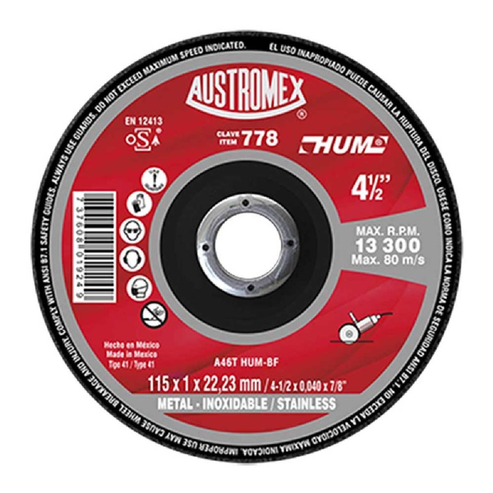 Disco para corte 4 1/2" austromex 778 