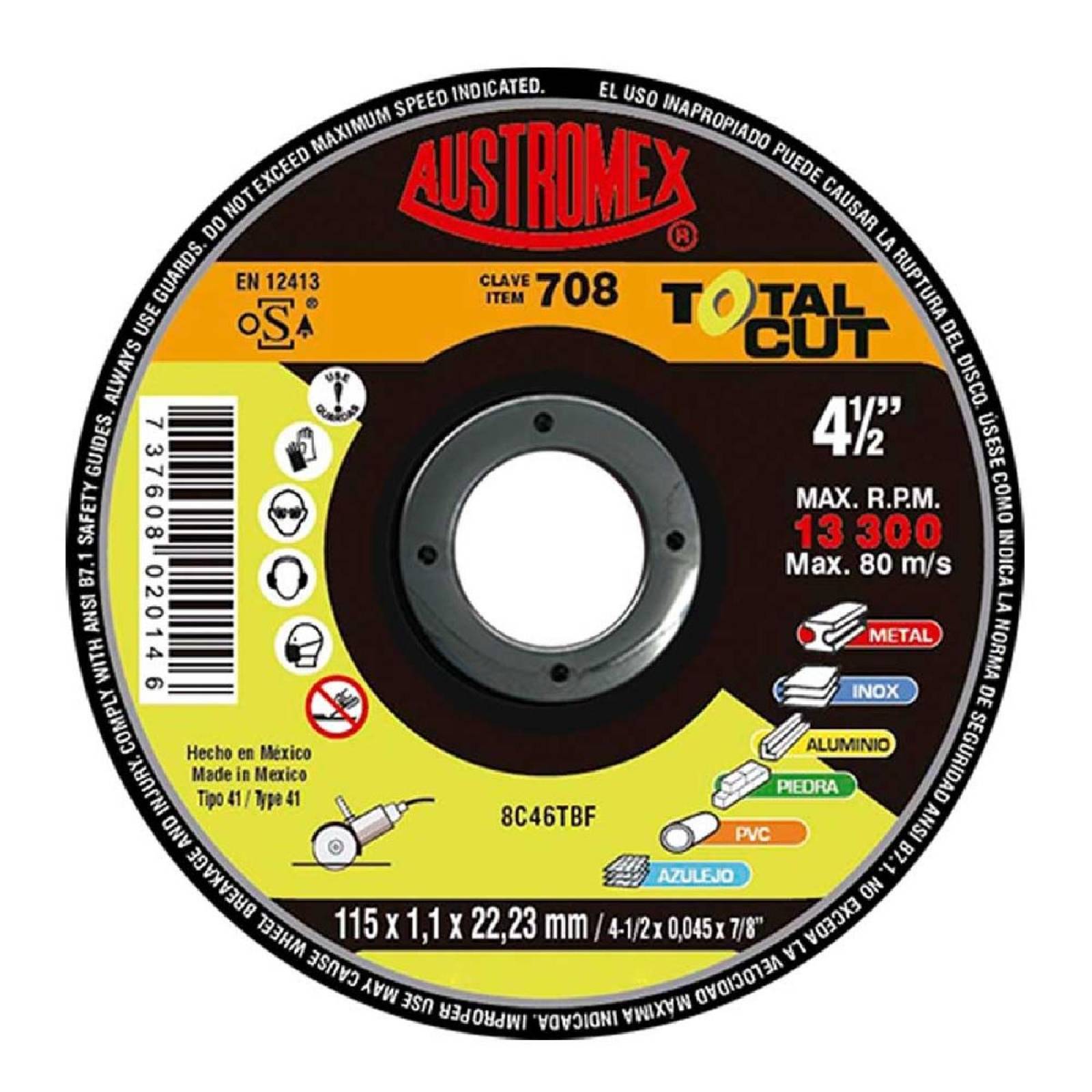 Disco plano para corte total cut austromex 708