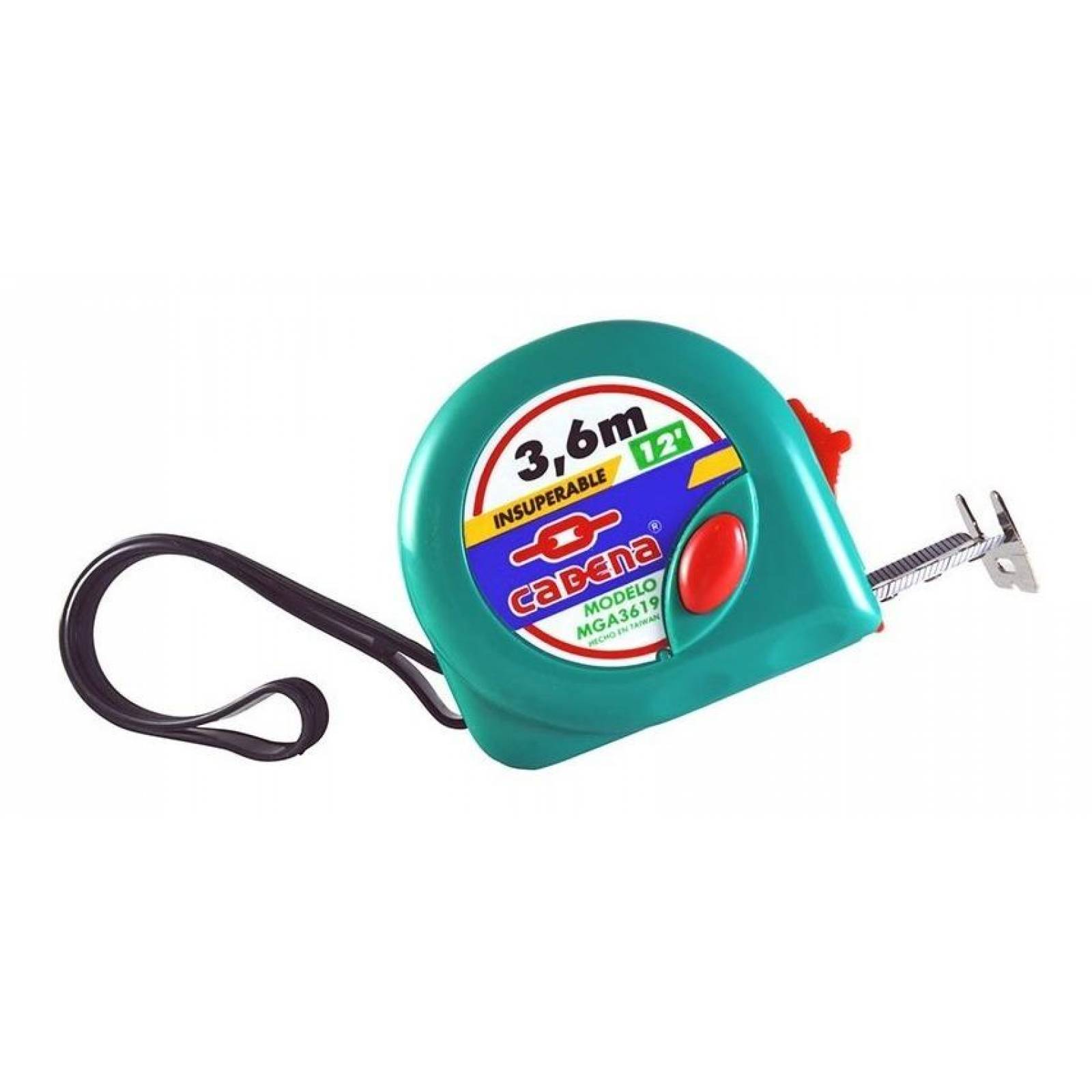 Flexometro cadena 3.6 mts x 19mm caja 12 piezas 