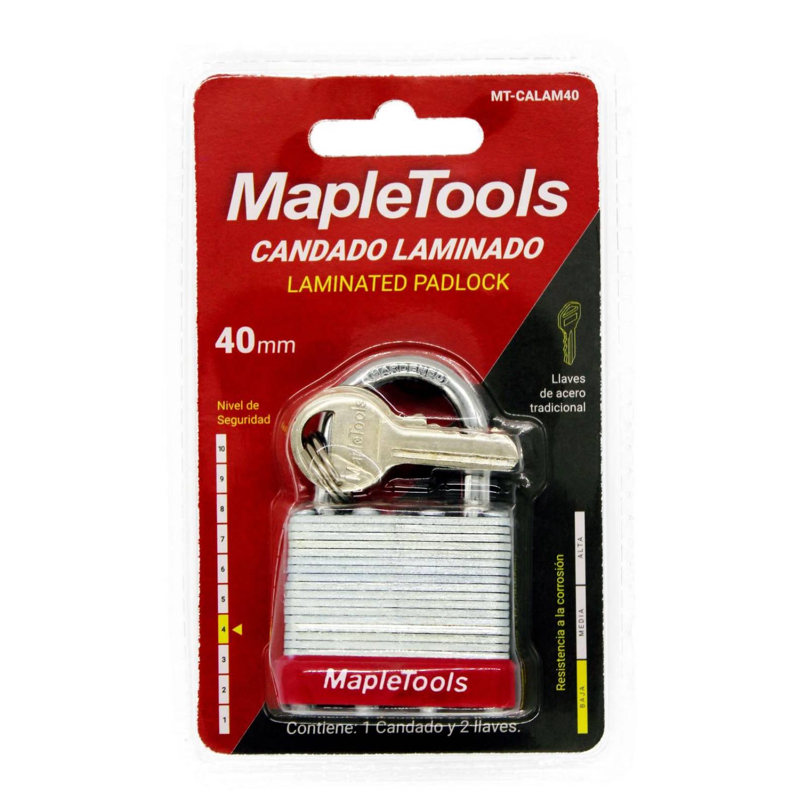 5 CANDADOS LAMINADO 40 MM MAPLE TOOLS. 