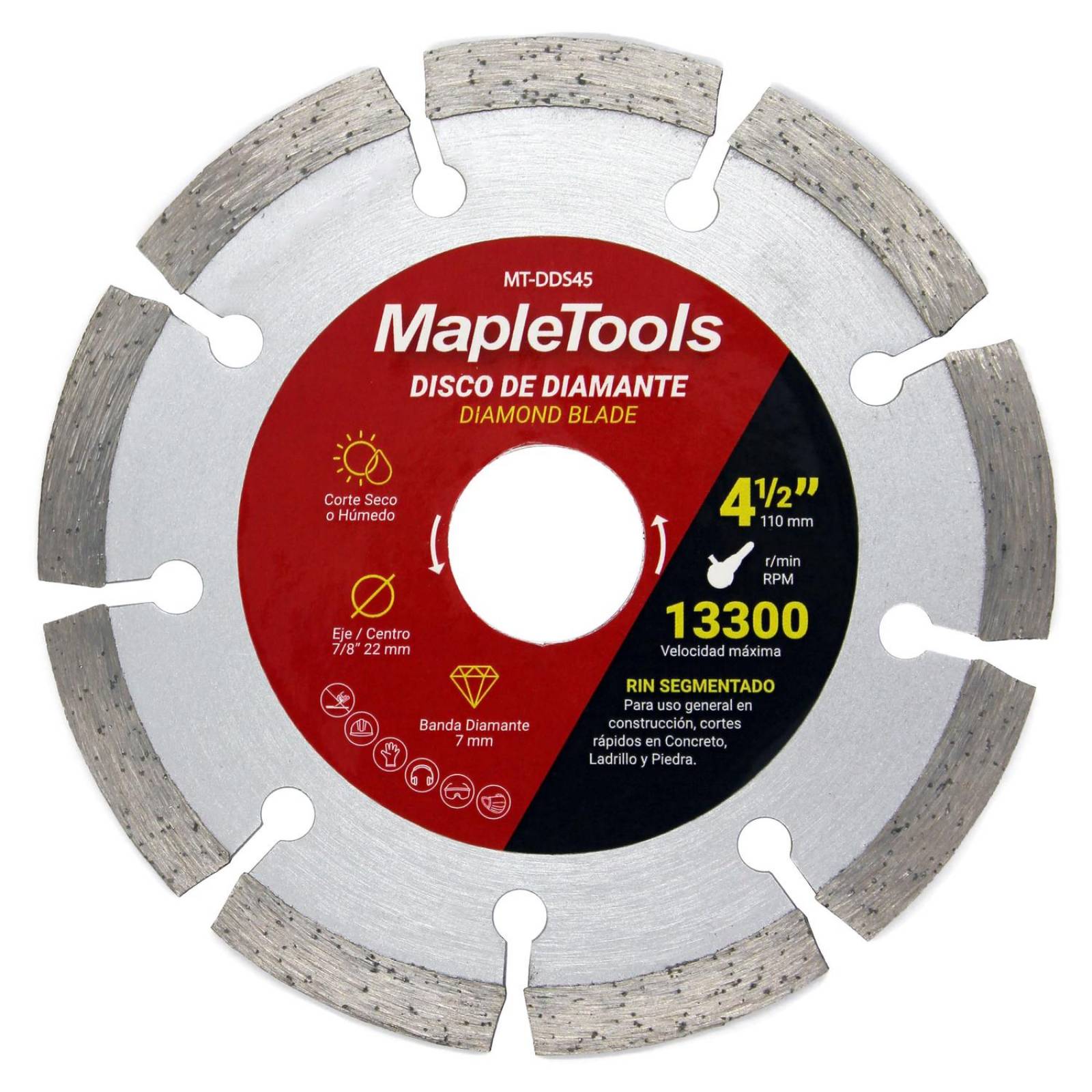 DISCO DE DIAMANTE PARA CONCRETO SEGMENTADO 4 1/2" MAPLE TOOLS 